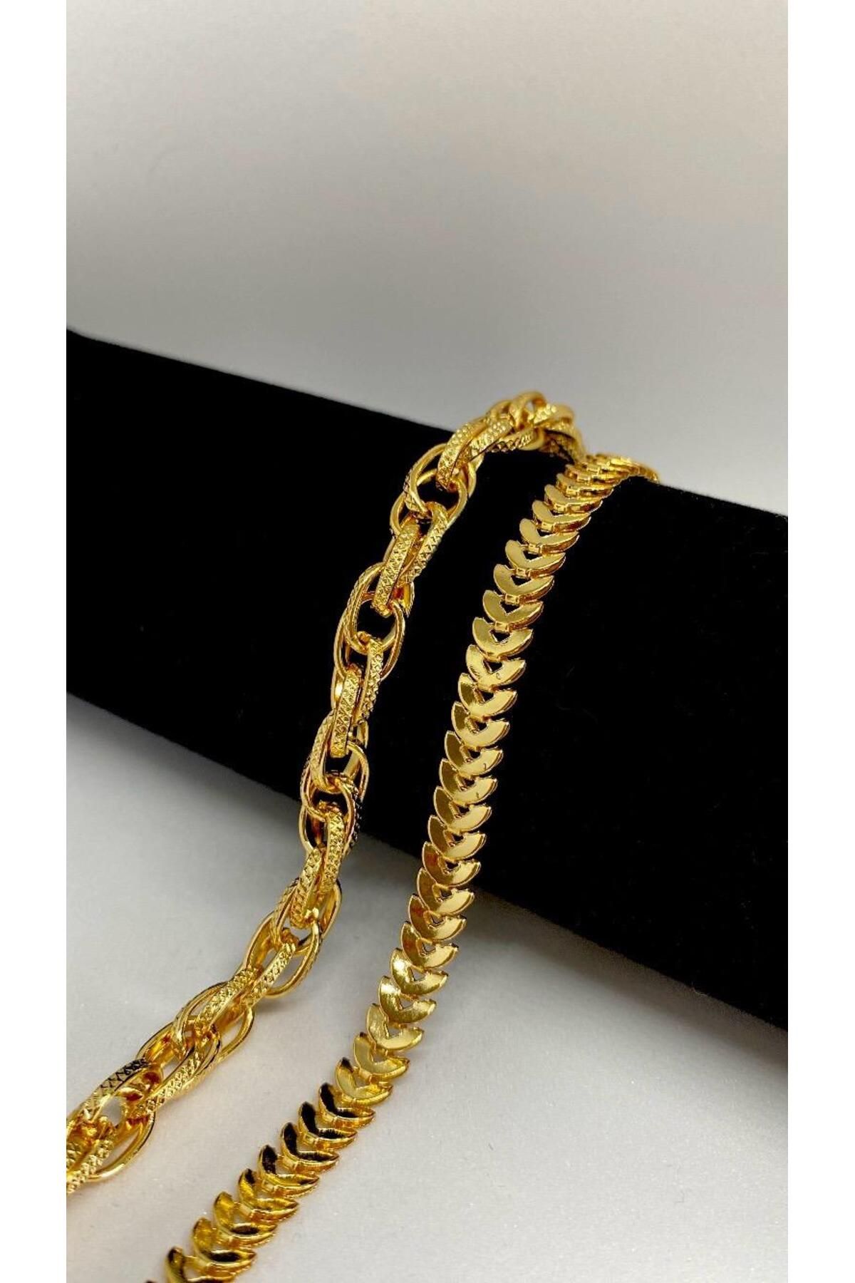 Axuu Collection 2 Parçalı Kadın Bileklik Kombini Gold Bileklik Seti Arrow Bileklik Balıksırtı Bileklik