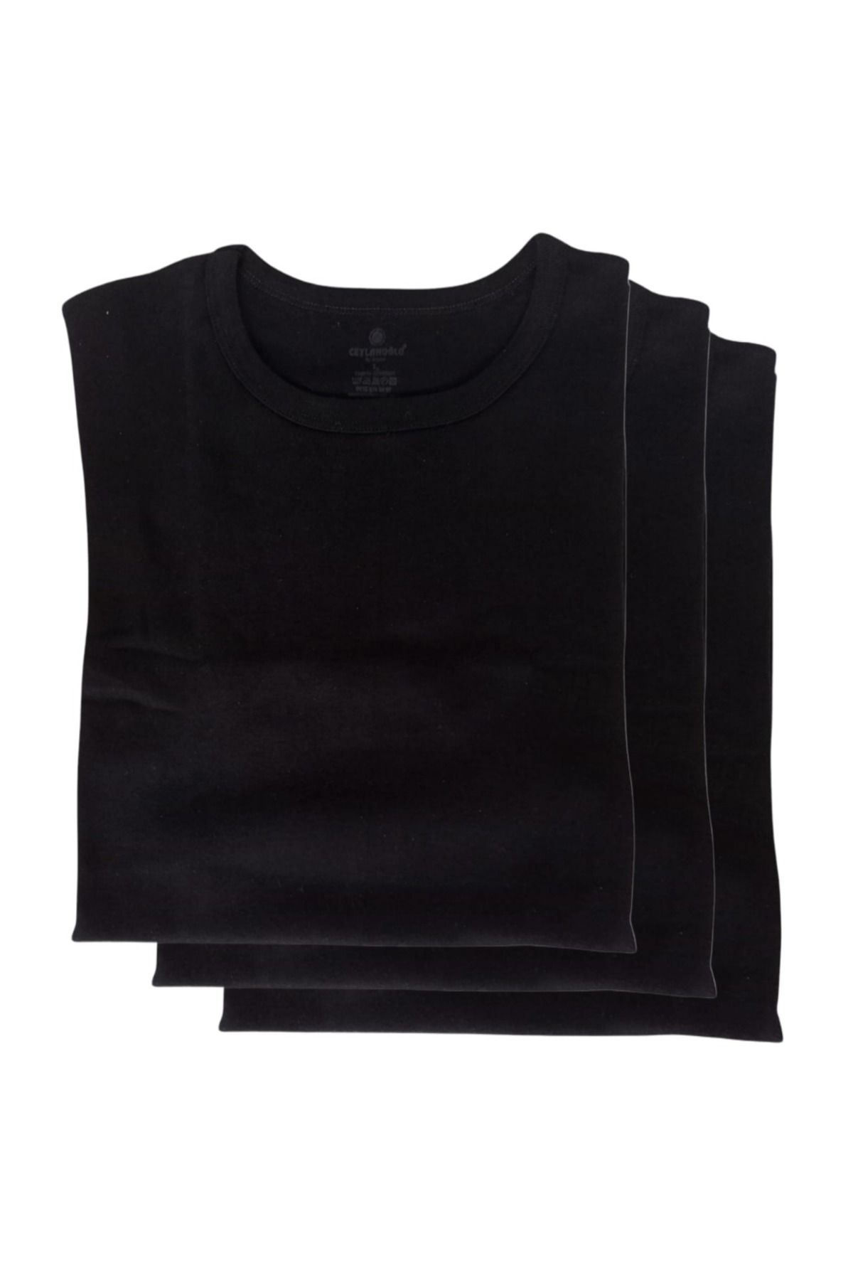 balkonda Tişört pamuklu cotton 3'lü ekonomik paket sıfır yaka siyah slim fit ekstra esnek unisex STC1-3