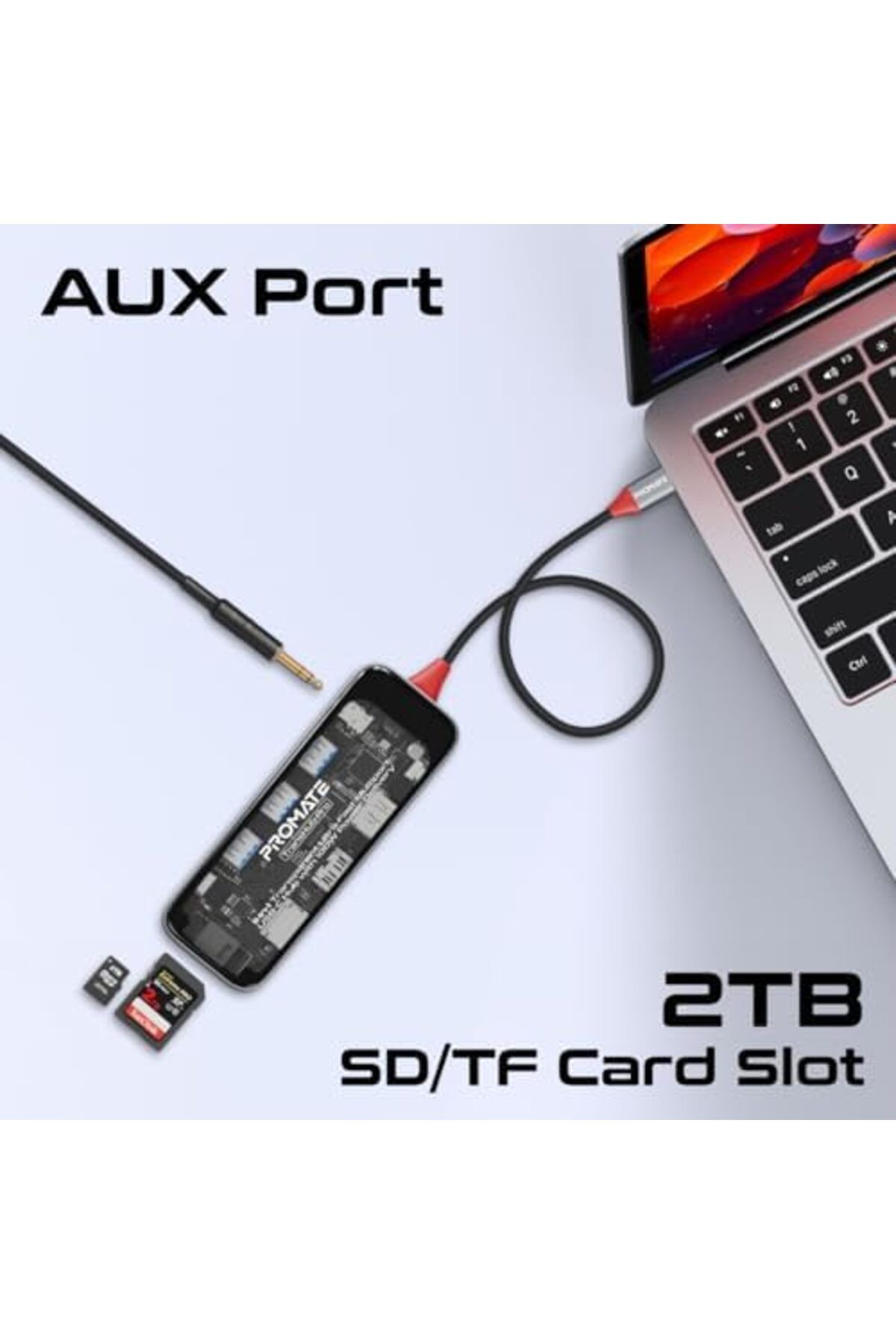 Promate-USB-C™ Hub, 11-in-1 Multi-Display Hub with Dual 4K HDMI, 4K DisplayPorts, Ultra-Fast 1000M 8