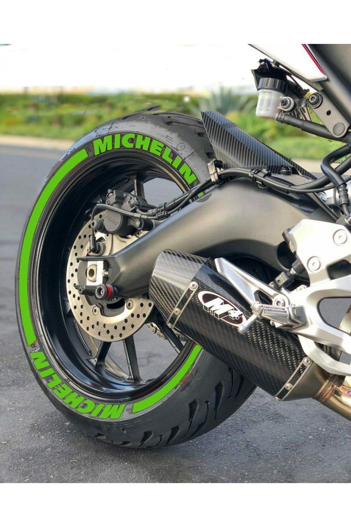 Performance Stickers Motorsiklet Lastik YazısıMichelin Şeritli Lastik Stiker 8adet Lastik Sticker 15-19İnç Arası Uyumlu Y