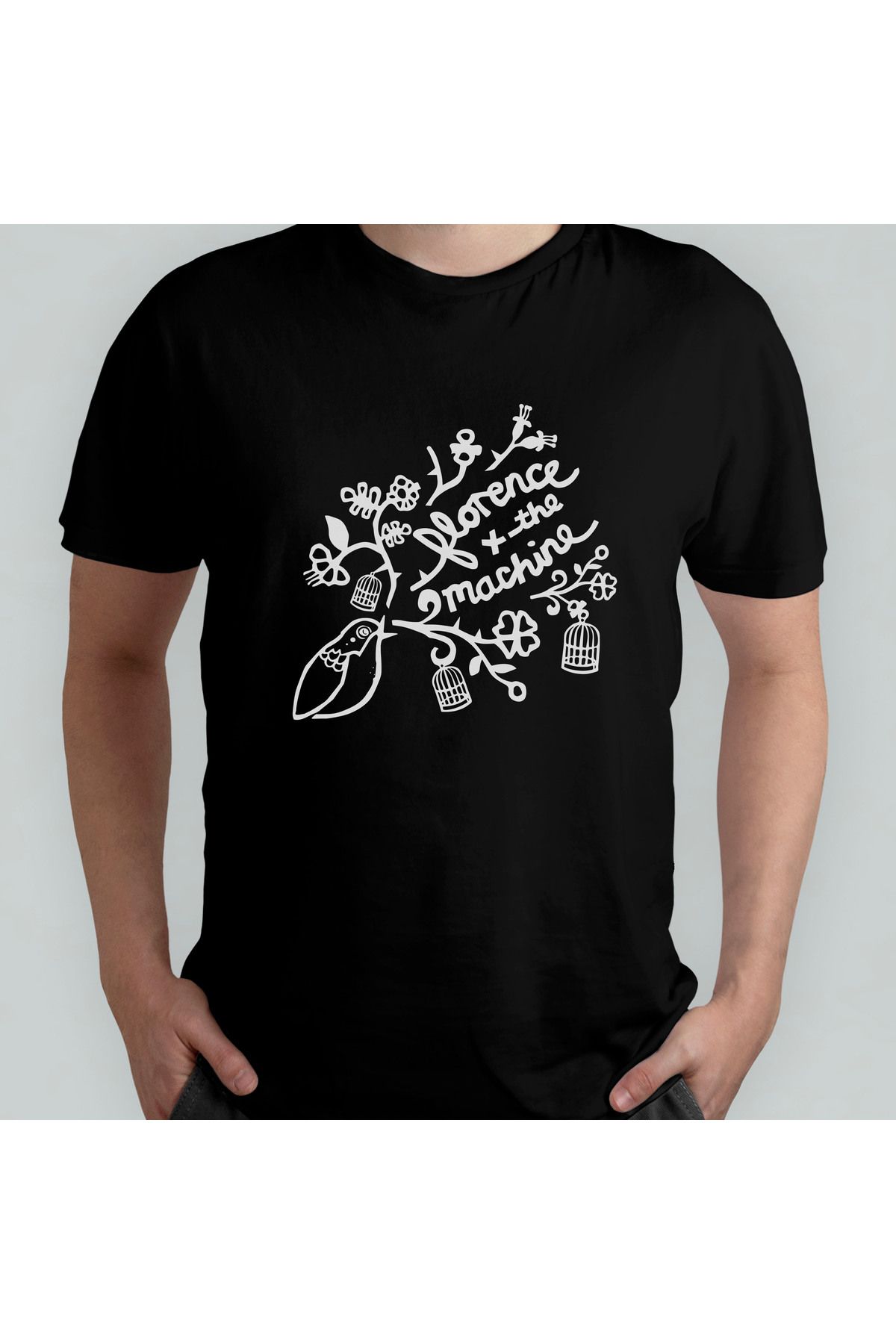 Pixxa Florence and The Machine Unisex %100 Pamuklu Bisiklet Yaka T-Shirt Model 1