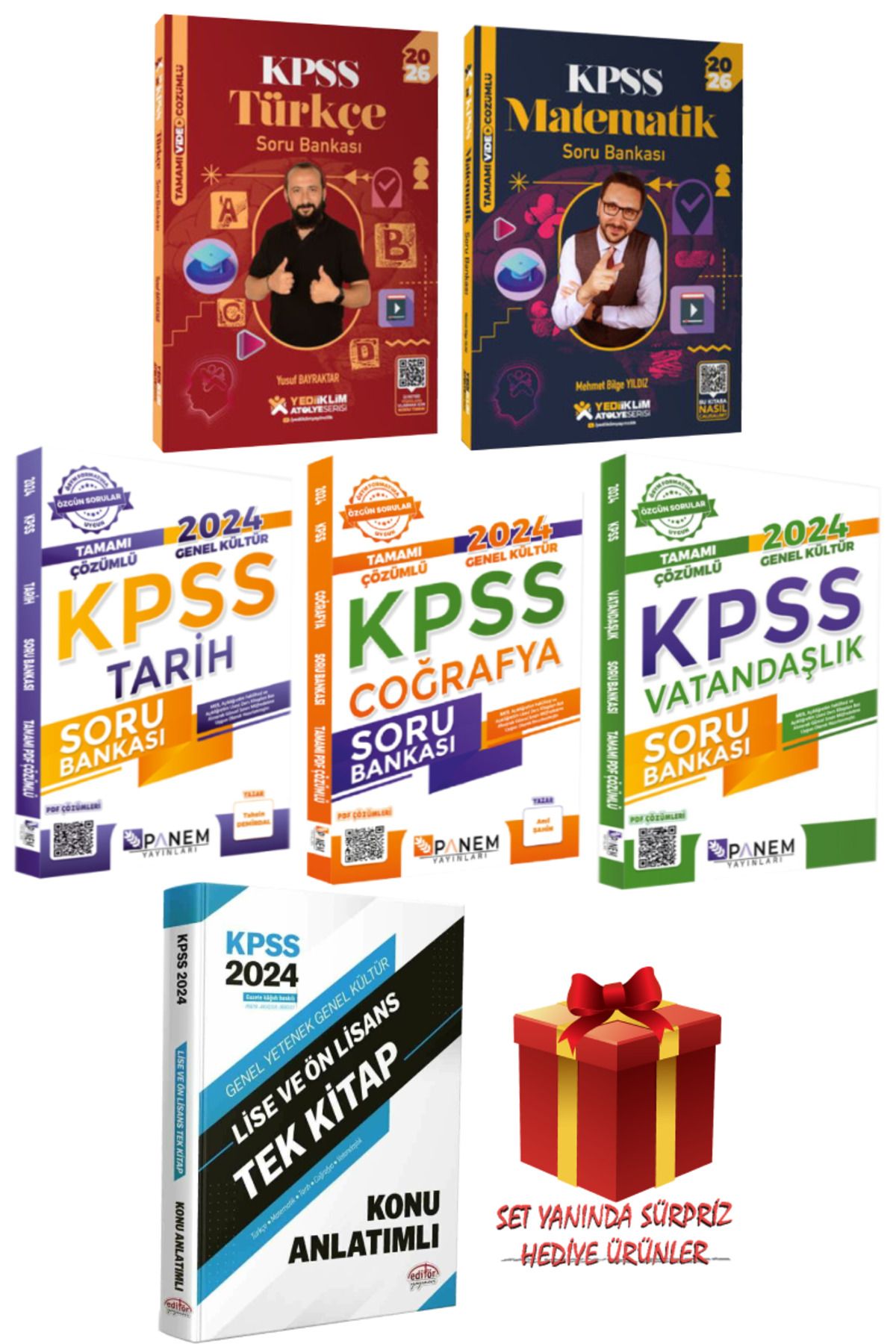 Yediiklim Yayınları 2026 KPSS Türkçe+Matematik+Tarih+Coğrafya+Vatandaşlık Soru Bankası Seti+Tek Kitap Konu Anlatımlı