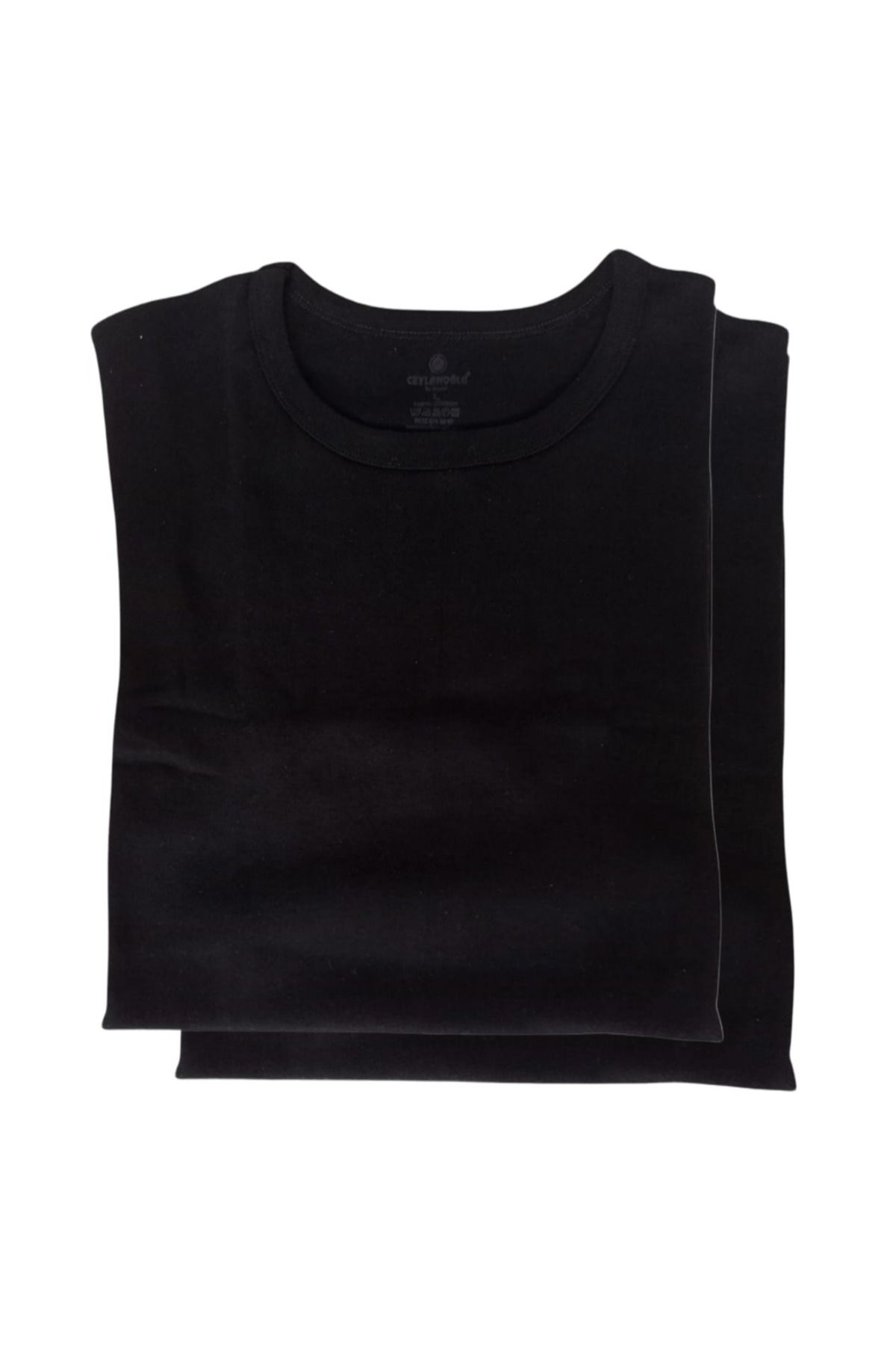 balkonda Tişört pamuklu cotton 2'li avantajlı paket sıfır yaka siyah slim fit ekstra esnek unisex STC1-2
