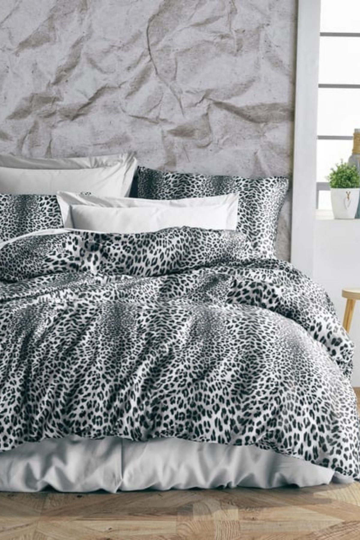 Sheri Home Tekstil Yeni Leopar Çift Kişilik Nevresim (YORGAN KILIFI)yenitr8887366365577leopargri