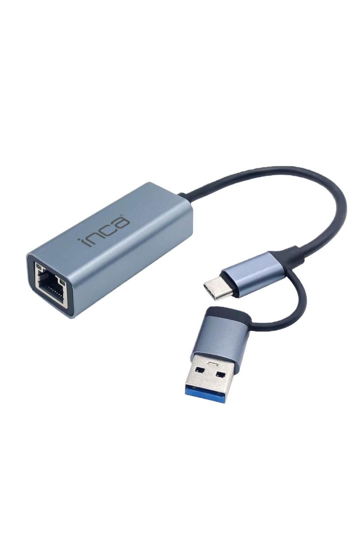 Inca IUTP-01T USB3.0 & Tip-C=>gigabit RJ45 Ethernet adaptör
