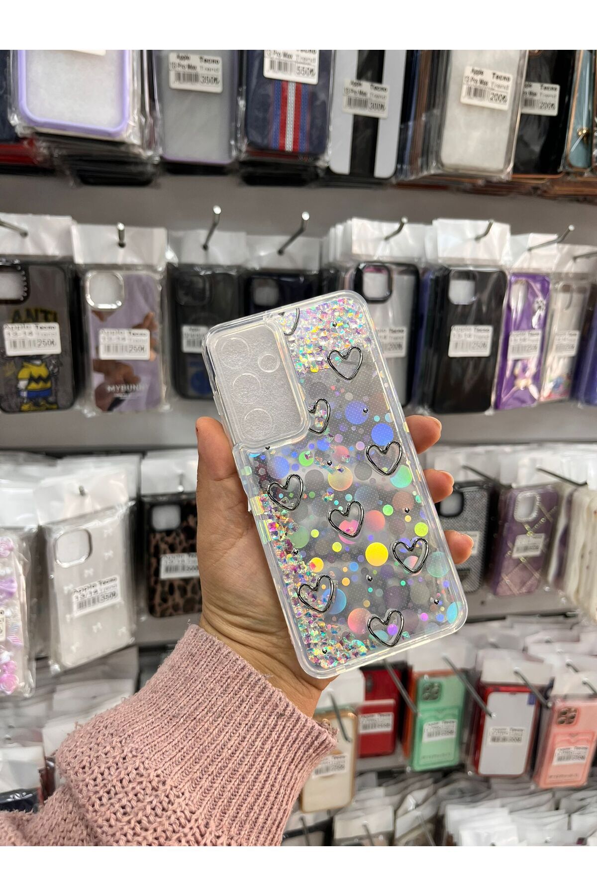 TECNOTREND Galaxy A35 Sulu parıltılı Hologramlı şeffaf silikon kılıf