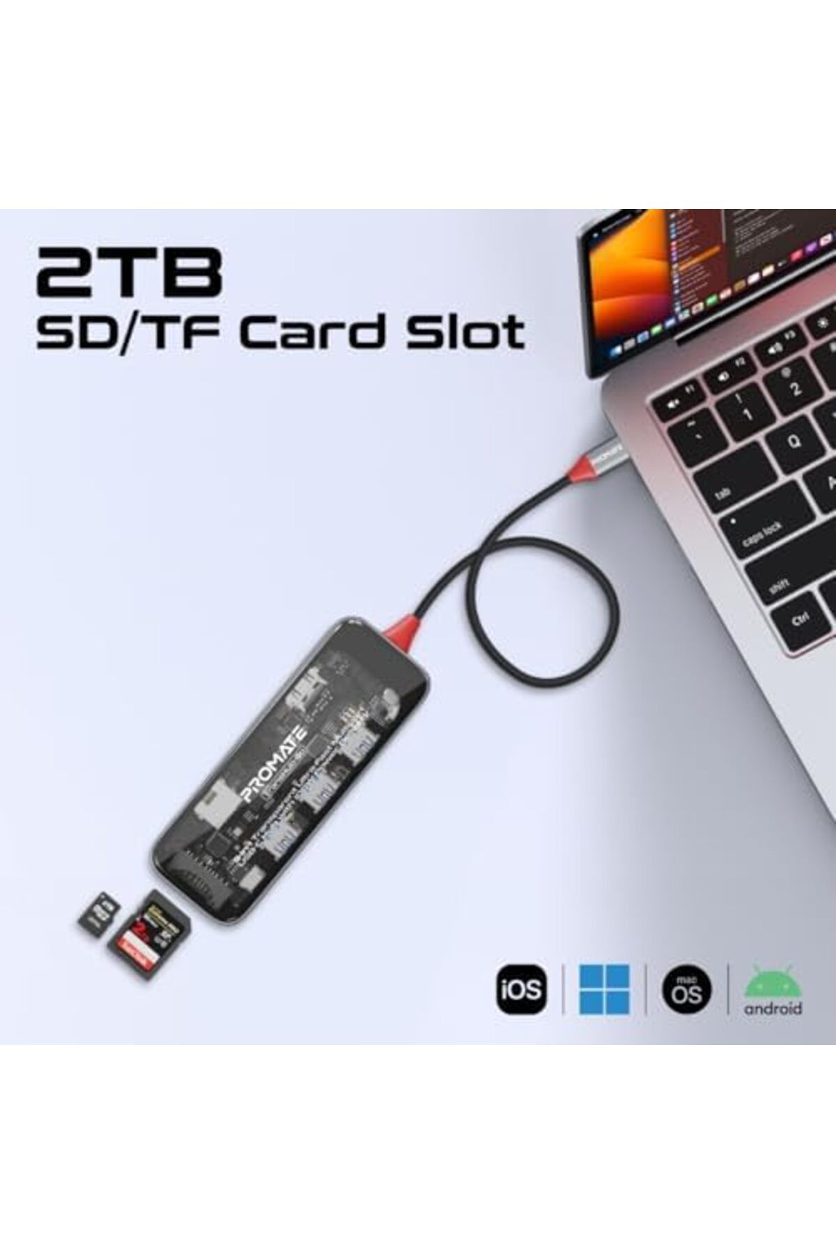Promate-USB-C Hub, 9-in-1 Premium Multi-Display Media Hub 7