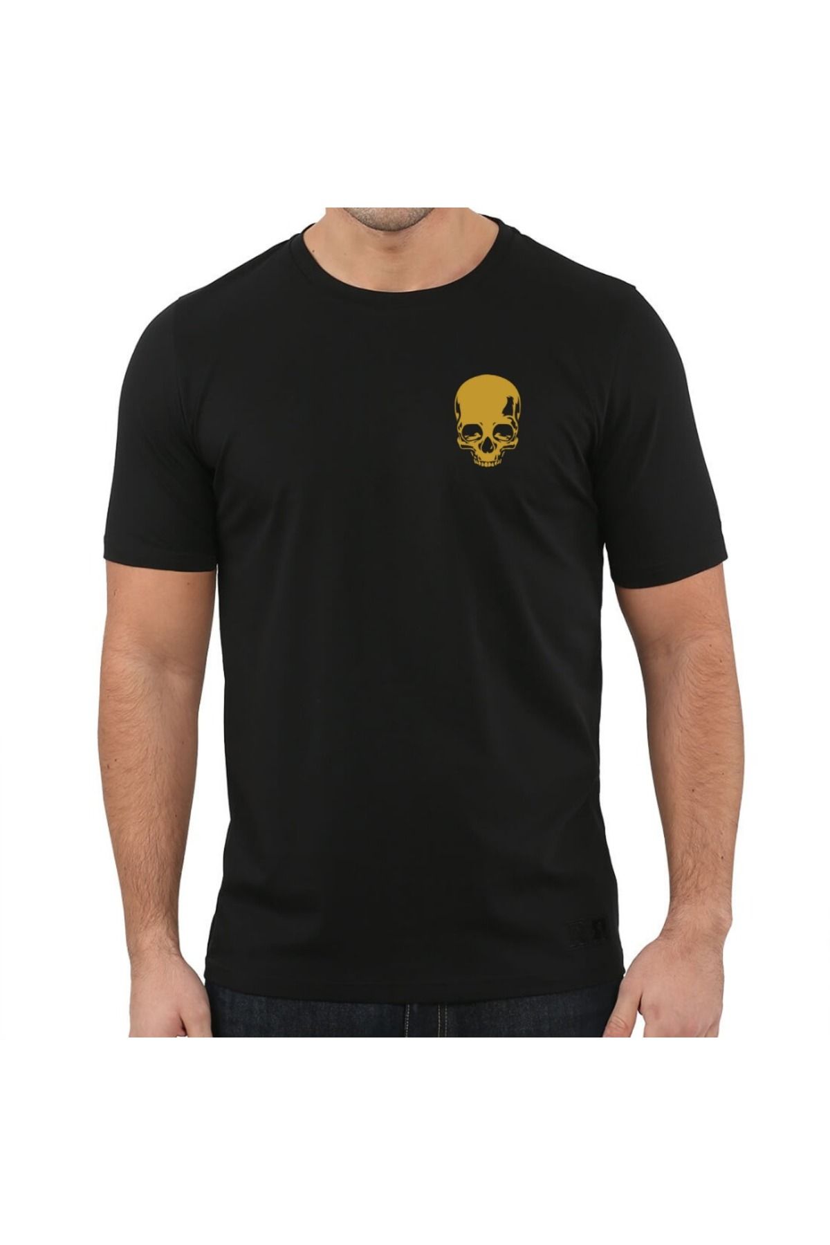Alfa Giyim Tasarım Kurukafa Skull Göğüs Logo baskılı Tişört