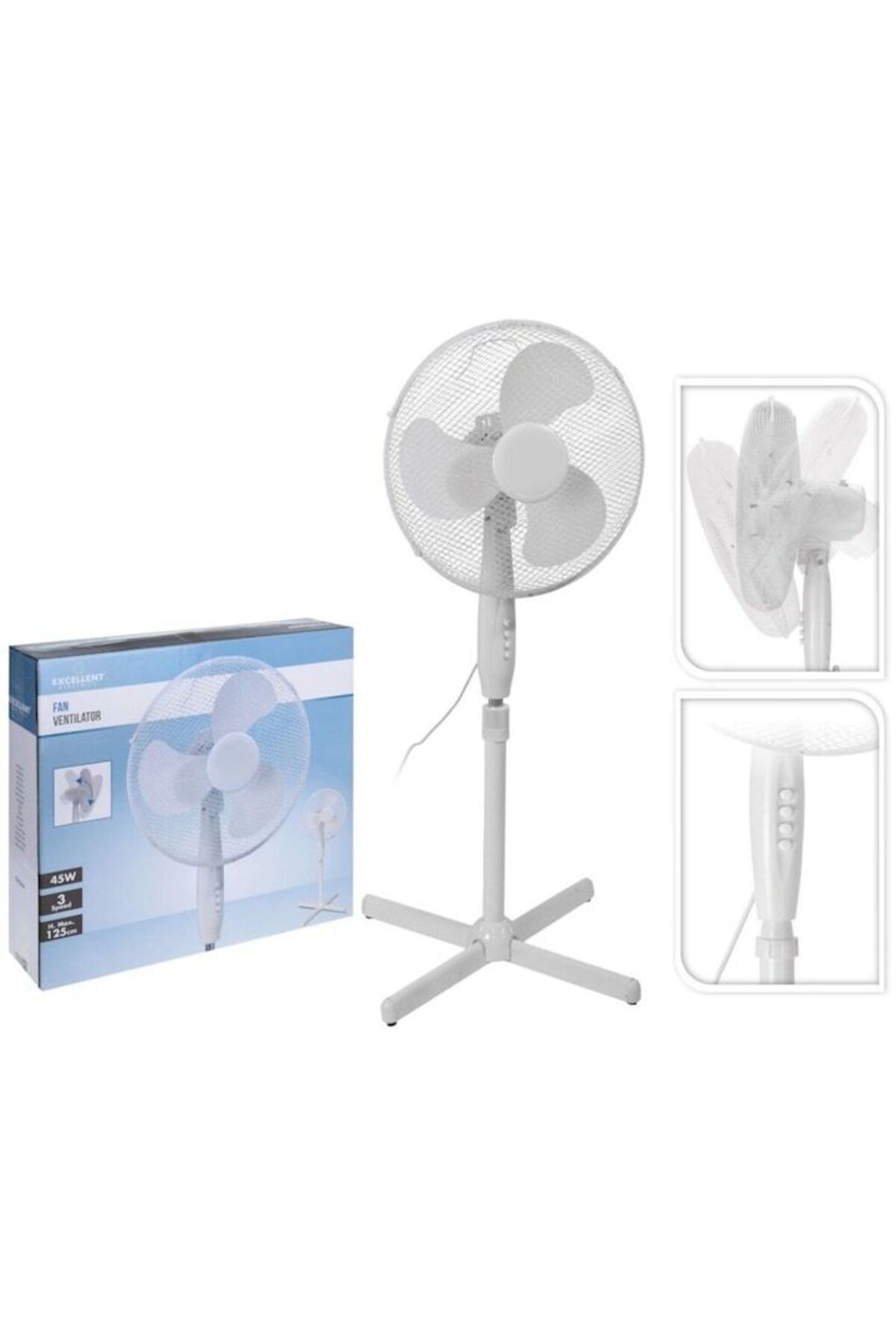 Fan-Ventilator vertical Enger 45W, 3 viteze, reglare a înclinării, bază stabilă, grilă frontală de protecție, diametru 40 cm 3