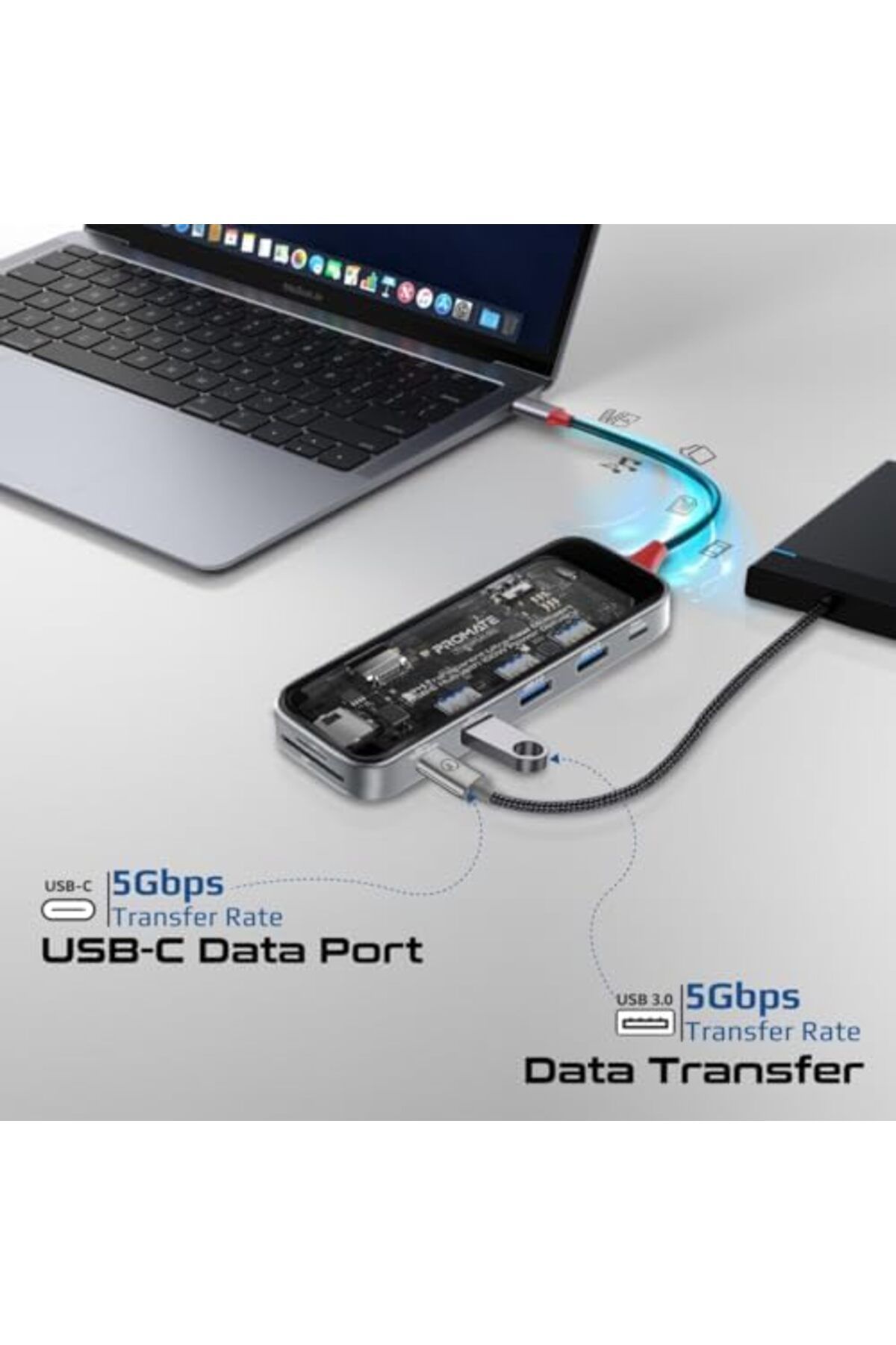 Promate-USB-C Hub, 9-in-1 Premium Multi-Display Media Hub 6