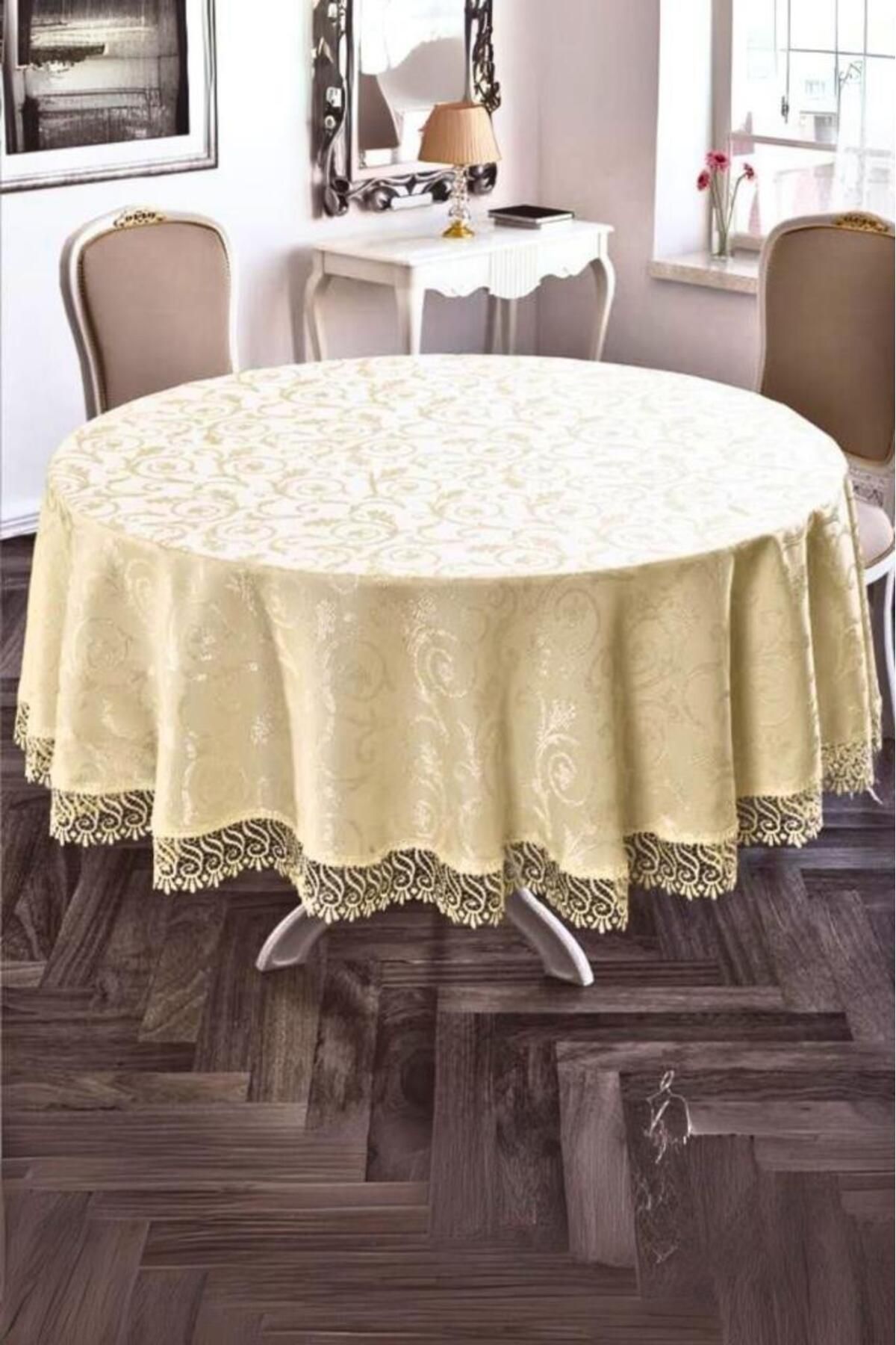 Karna Home Güpürlü KDK Yuvarlak Masa Örtüsü