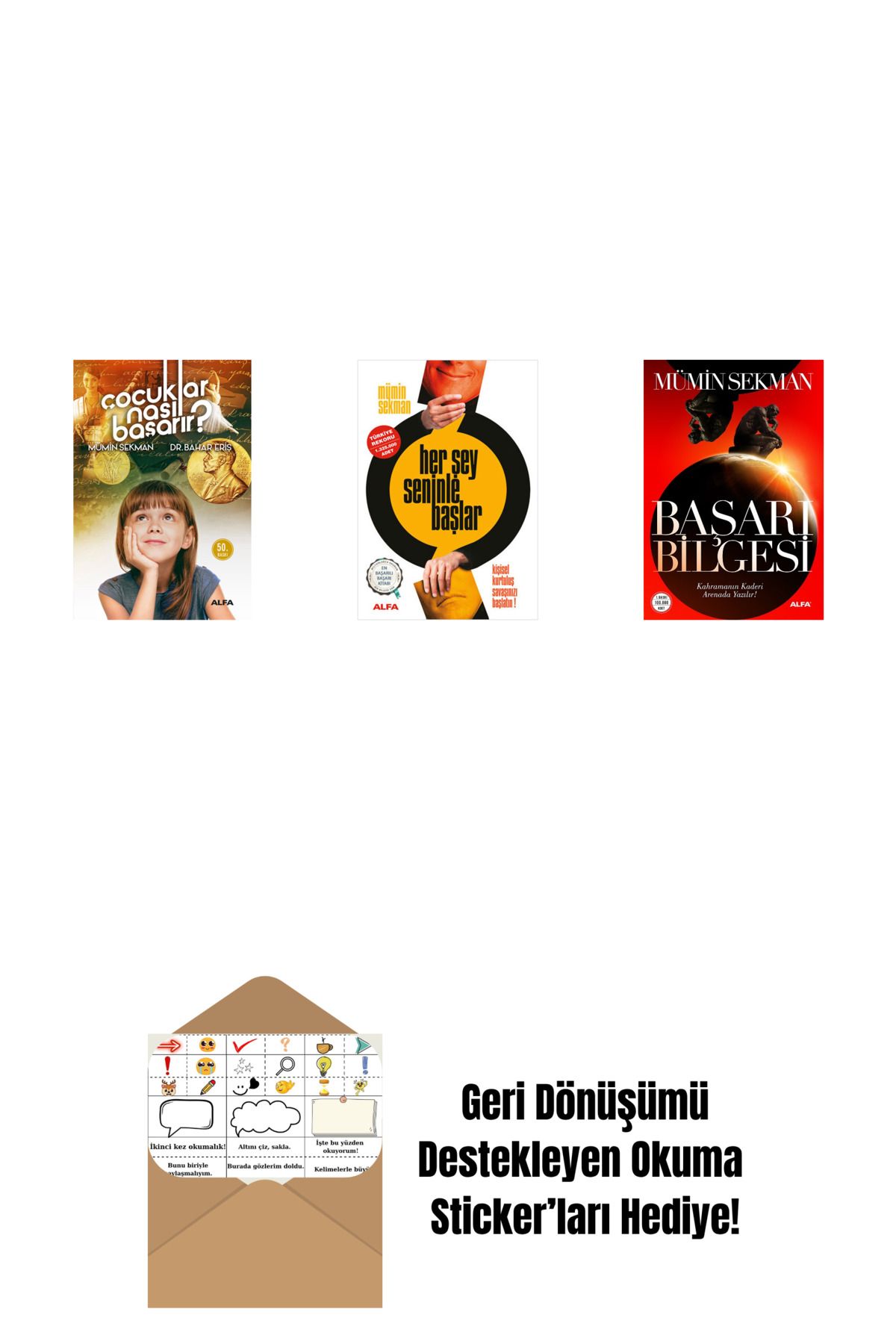 Alfa Yayınları Çocuklar Nasıl Başarır? + Her Şey Seninle Başlar + Başarı Bilgesi + Okuma Sticker'ları