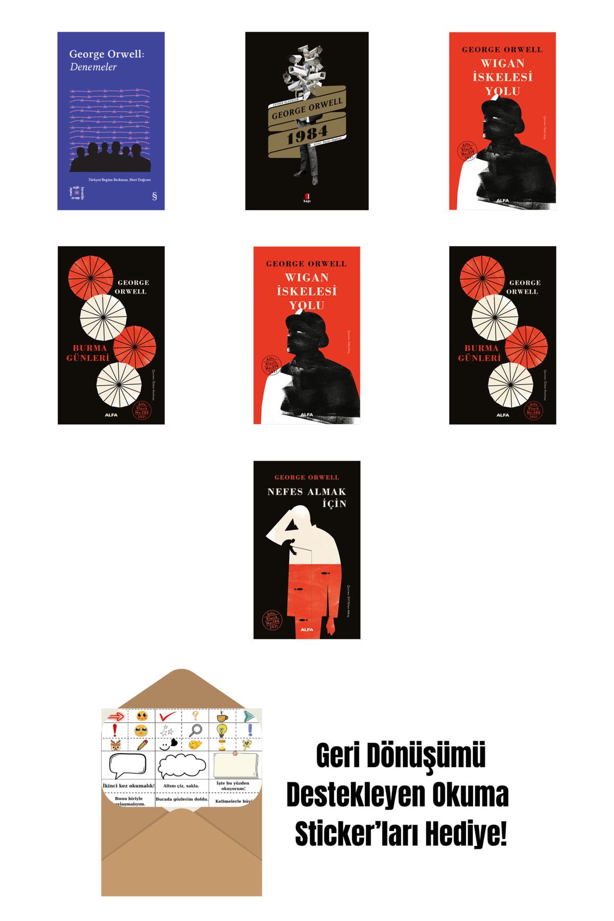 Alfa Yayınları George Orwell 7 Kitap Set + Okuma Sticker'ları