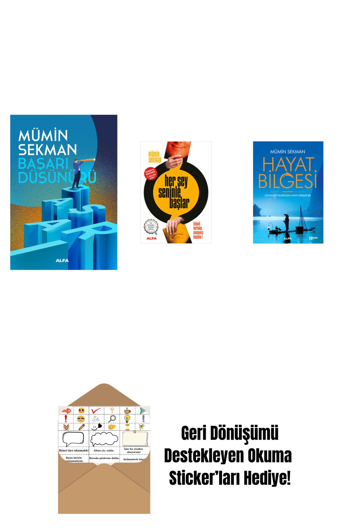 Alfa Yayınları Başarı Düşünürü + Her Şey Seninle Başlar + Hayat Bilgesi 2 + Okuma Sticker'ları