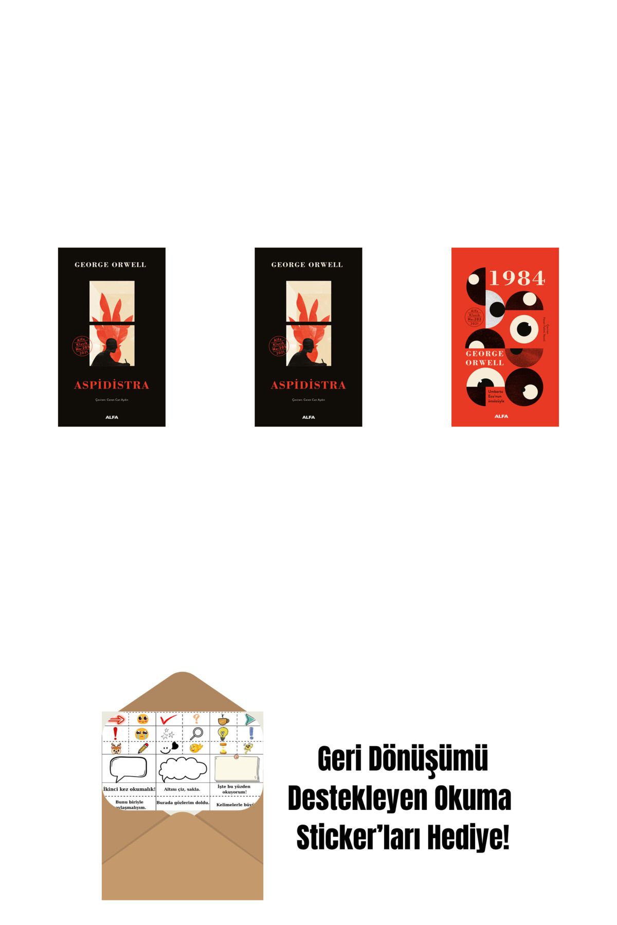 Alfa Yayınları Aspidistra + Aspidistra (Ciltli) + 1984 (Ciltli) + Okuma Sticker'ları
