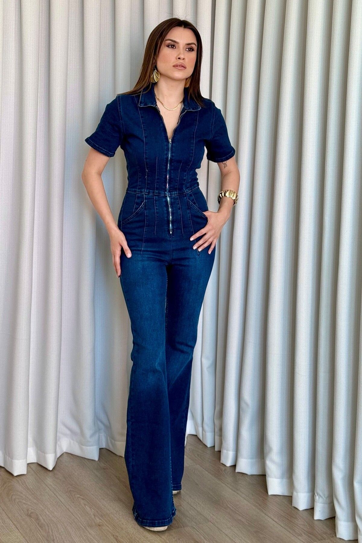 ROUPAS Lacivert Tulum yarım Fermuarlı
