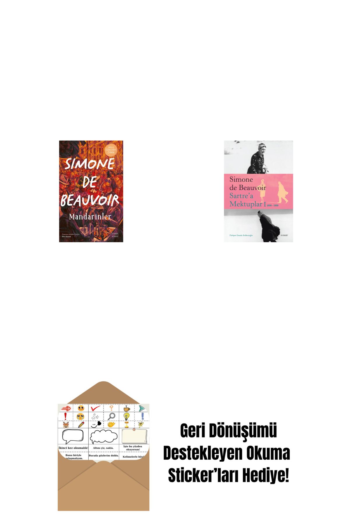 Alfa Yayınları Mandarinler + Sartre’a Mektuplar 1: 1930-1939 + Okuma Sticker'ları