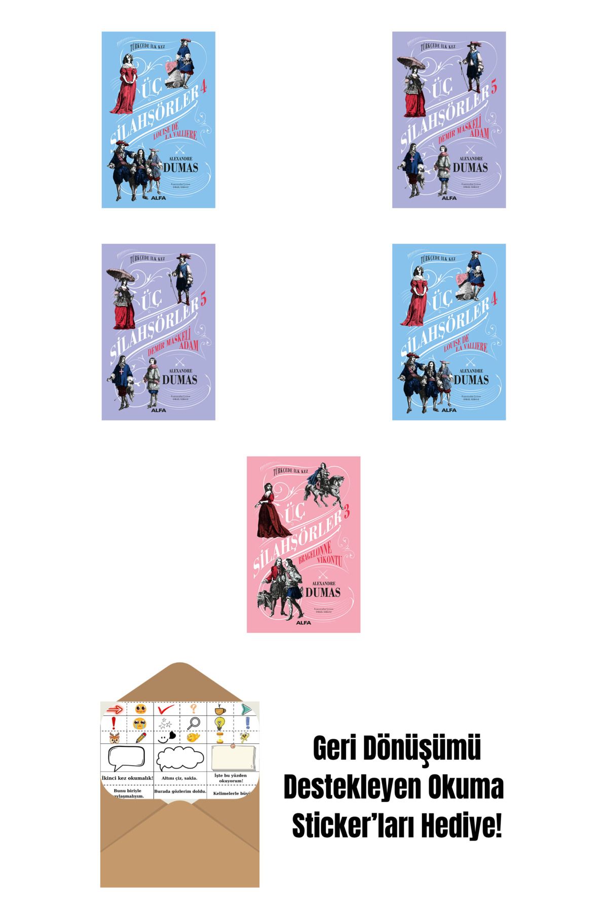 Alfa Yayınları Alexandre Dumas 5 Kitap Set + Okuma Sticker'ları