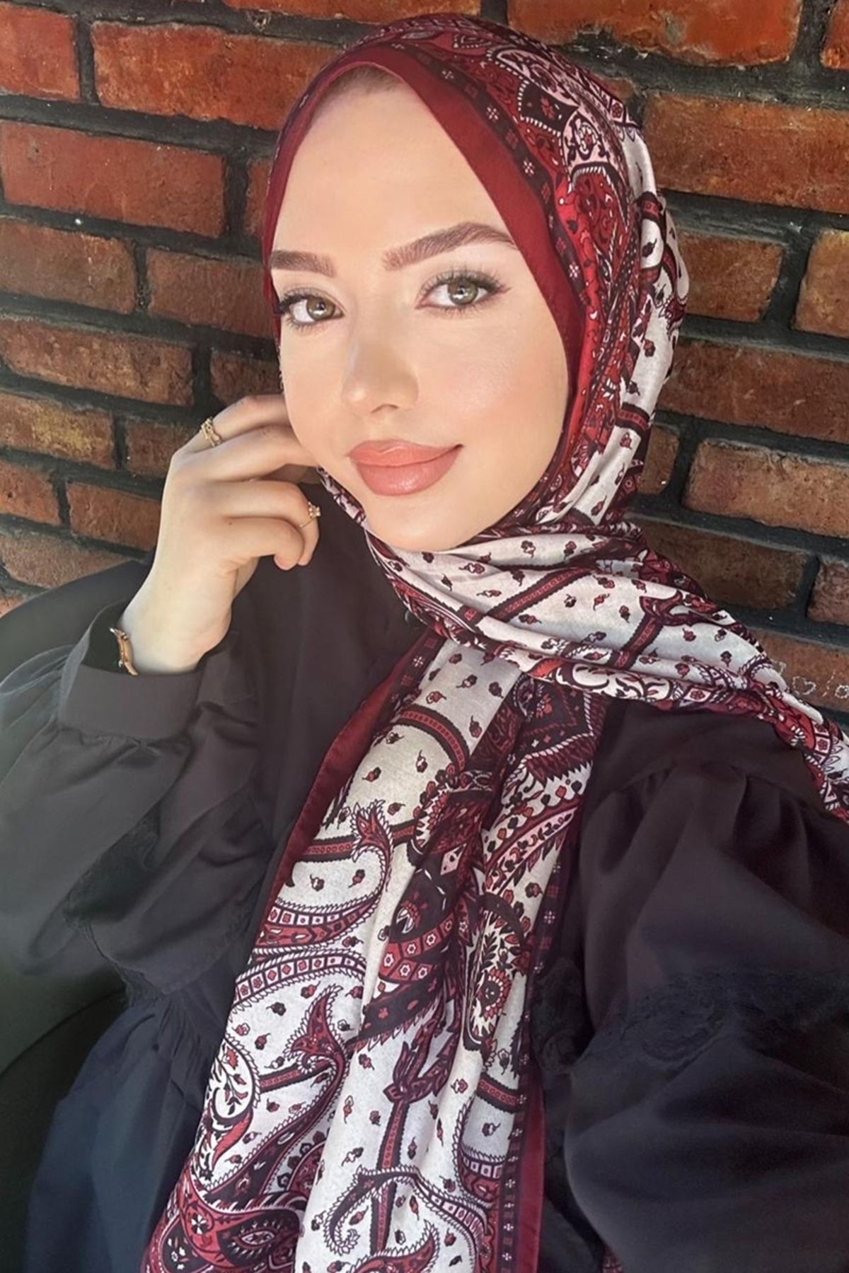 Modaselvim Etnik Desen Soft Şal Serisi 701ART1138 Bordo