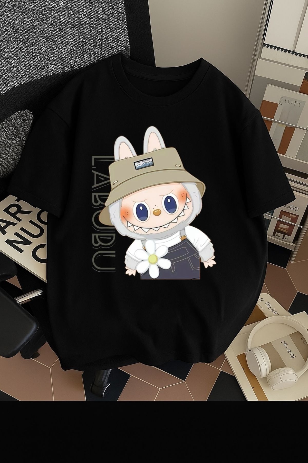 SOHR Unisex Erkek/Kadın Labubu Renkli Baskılı Oversize Pamuklu T-Shirt