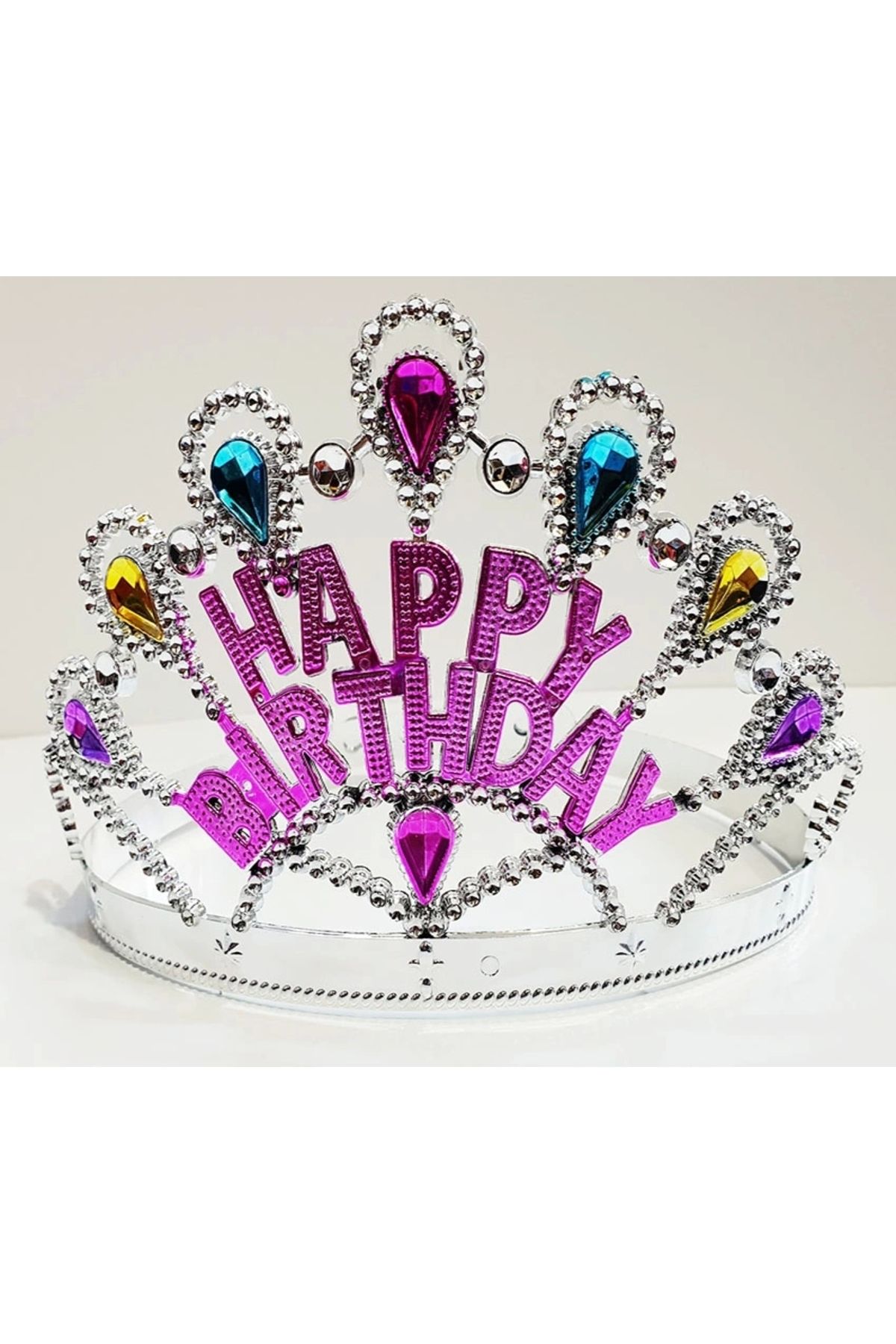 TTT Gümüş Renk Happy Birthday Yazılı Doğum Günü Tacı