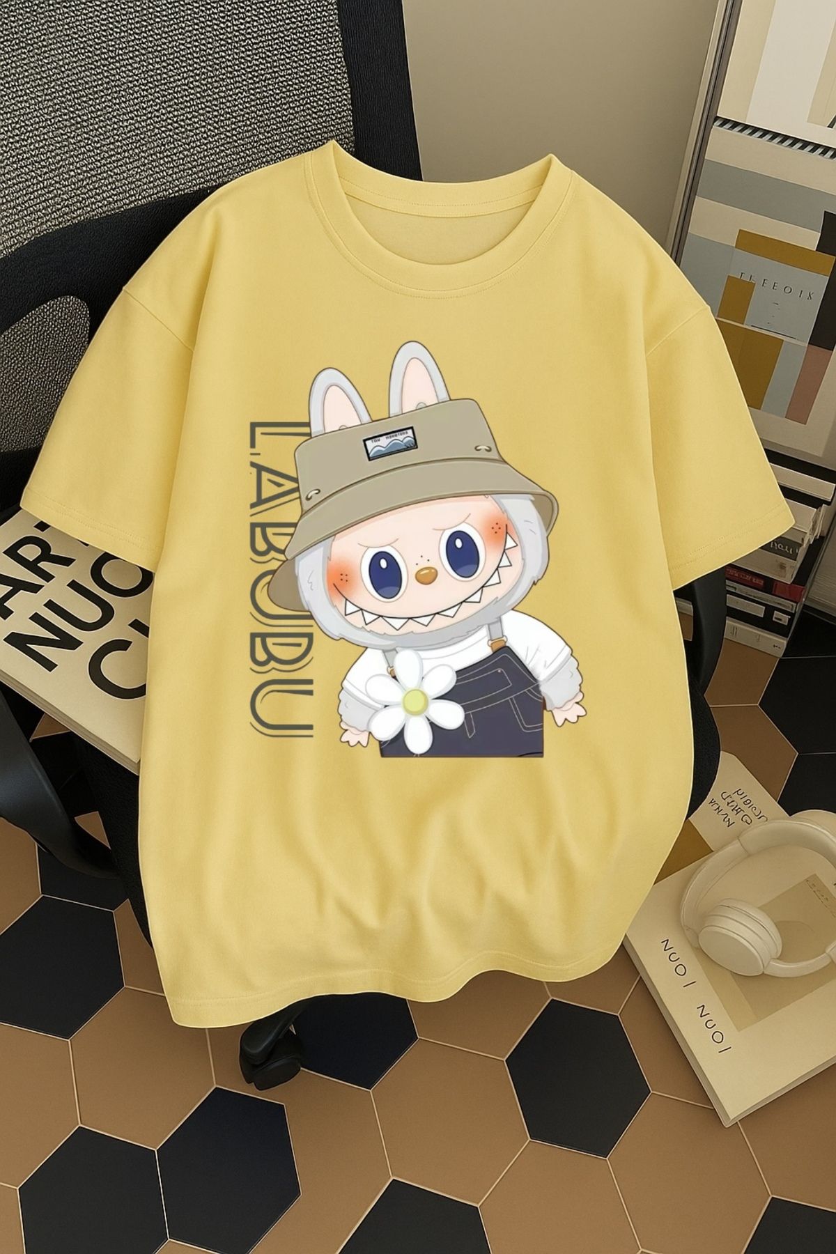 SOHR Unisex Erkek/Kadın Labubu Renkli Baskılı Oversize Pamuklu T-Shirt