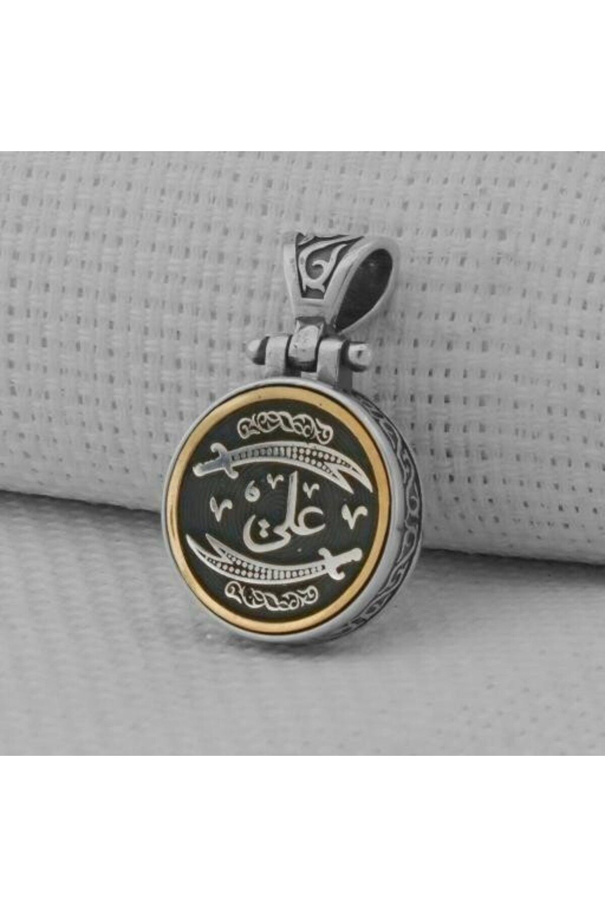 shop Çift Taraflı Zulfikar Desenli Ortası Dönen Cevşen 925 Ayar Gümüş Erkek Kolye Ucu