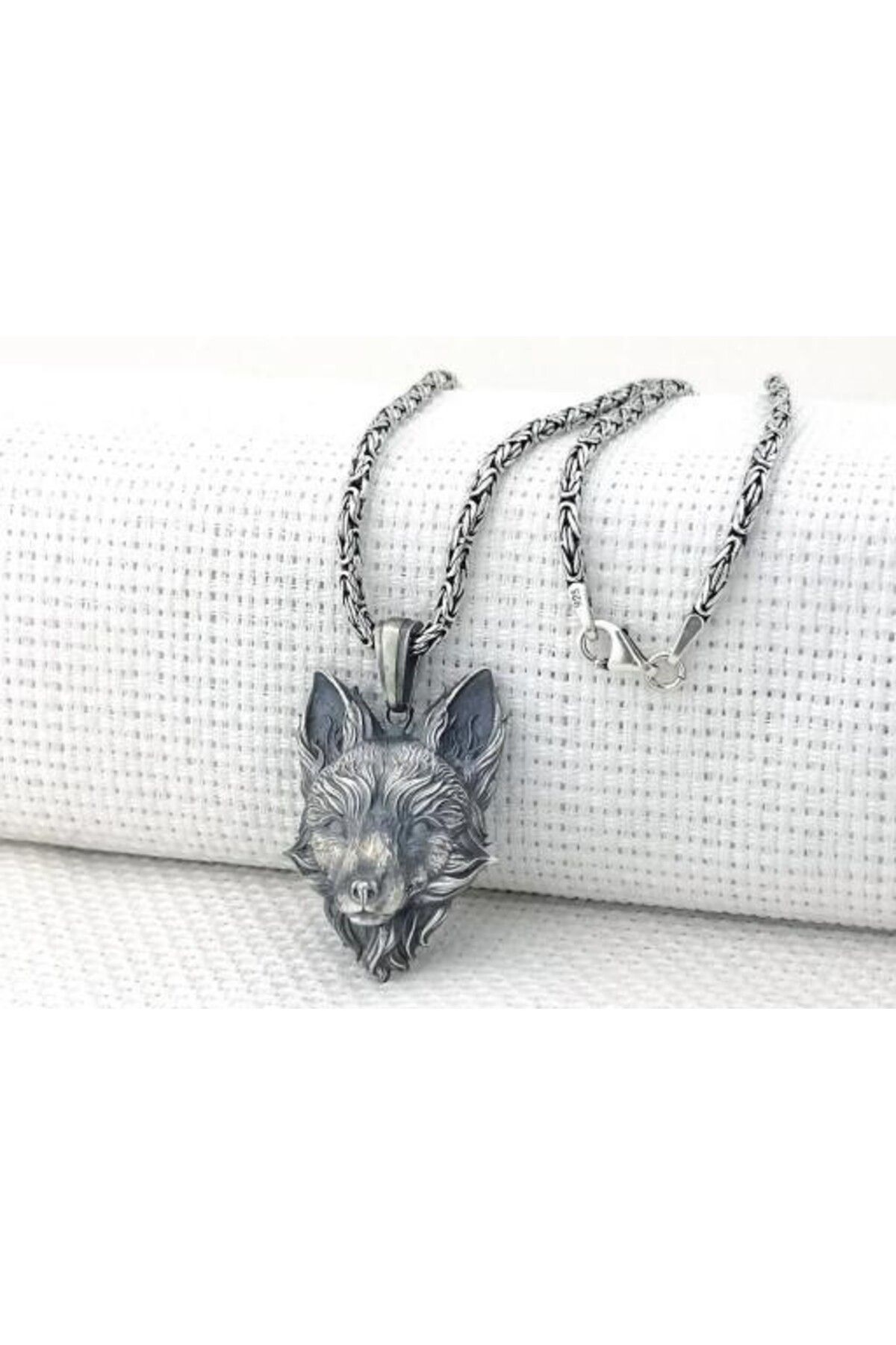 shop Tilki Üç Boyutlu Kral Zincir 925 Ayar Gümüş Erkek Kolye