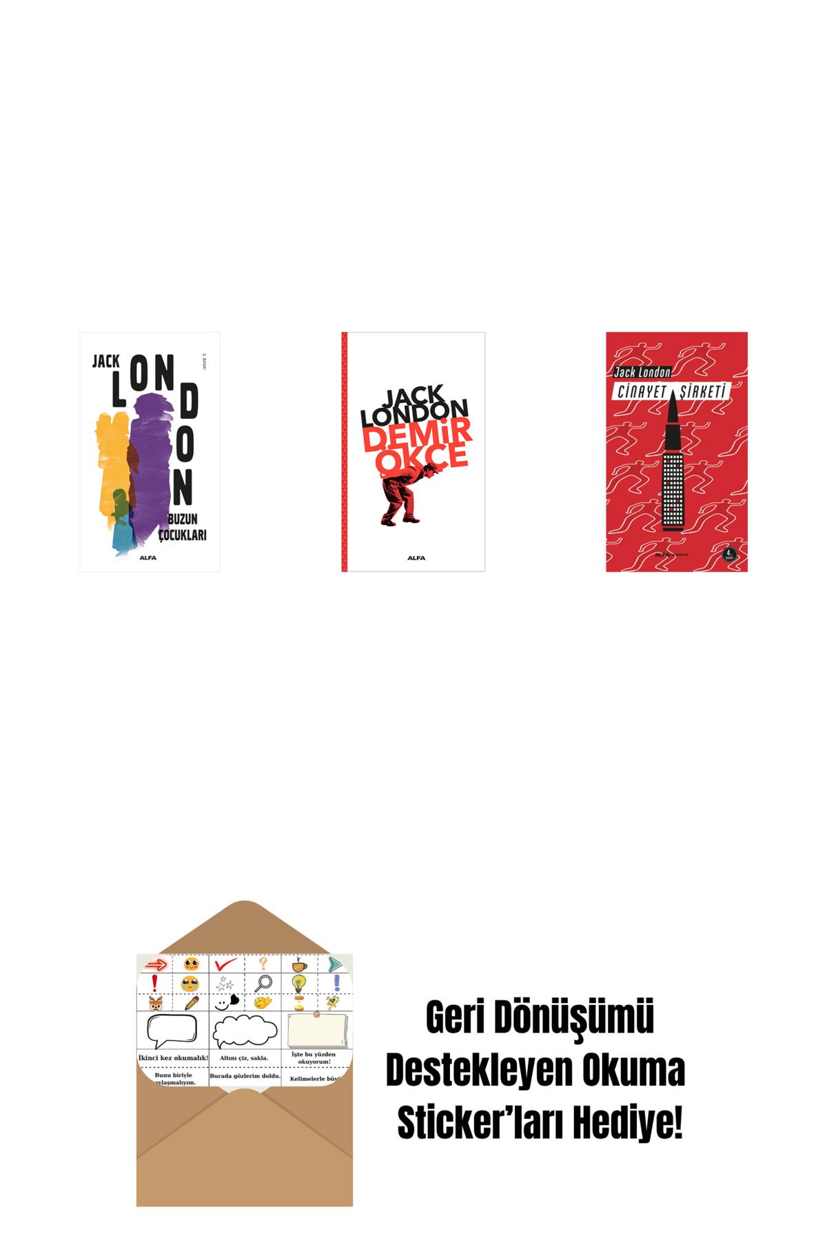 Alfa Yayınları Buzun Çocukları + Demir Ökçe + Cinayet Şirketi + Okuma Sticker'ları