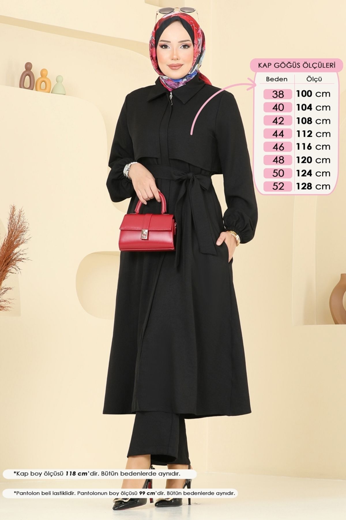 Modaselvim Gizli Fermuarlı Tesettür Takım 2692SL432 Siyah
