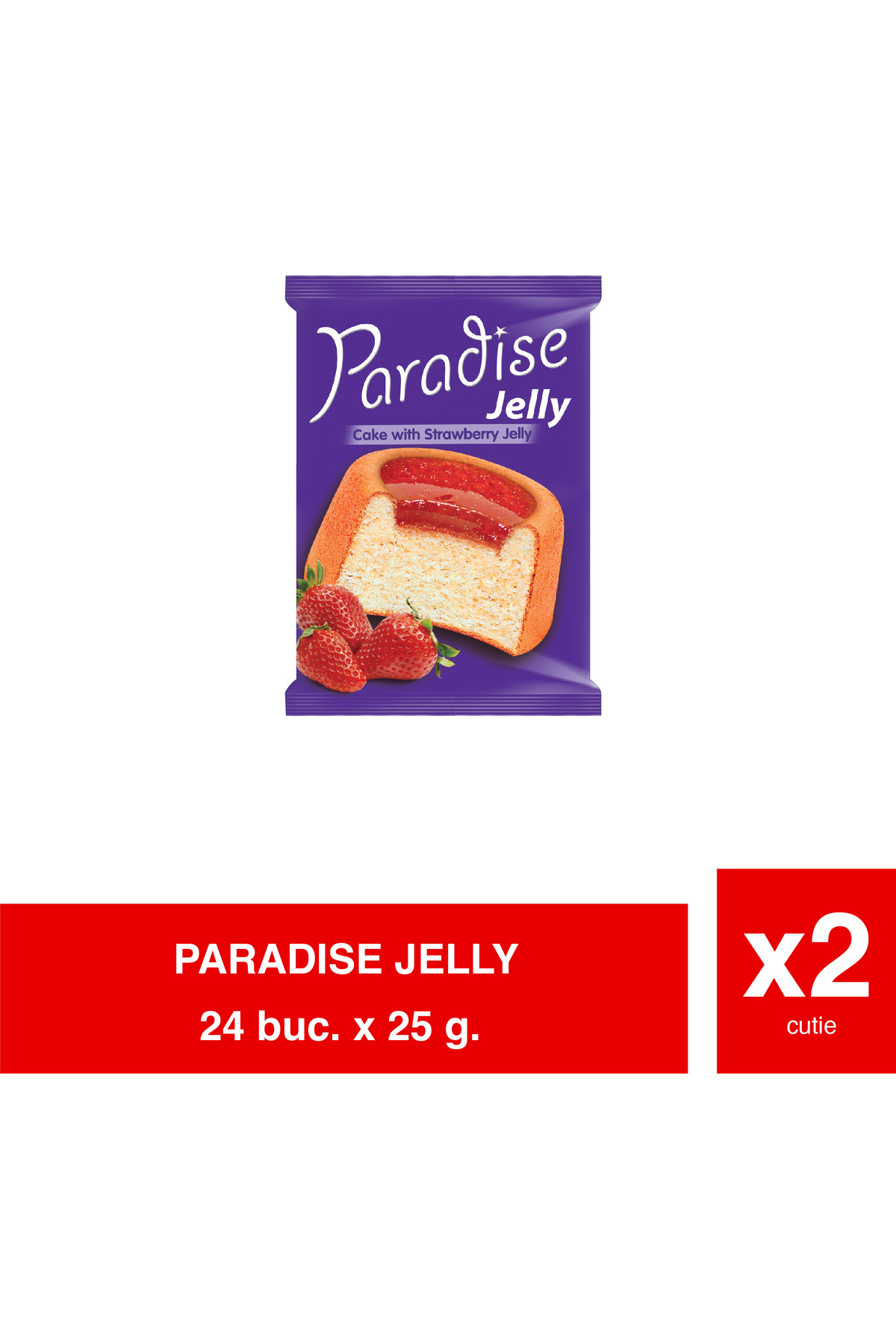 Paradise ΖΕΛΕ – Κέικ ζελέ φράουλας – 25g x 24 x 2 συσκευασίες | Φρουτώδης και απαλή γεύση
