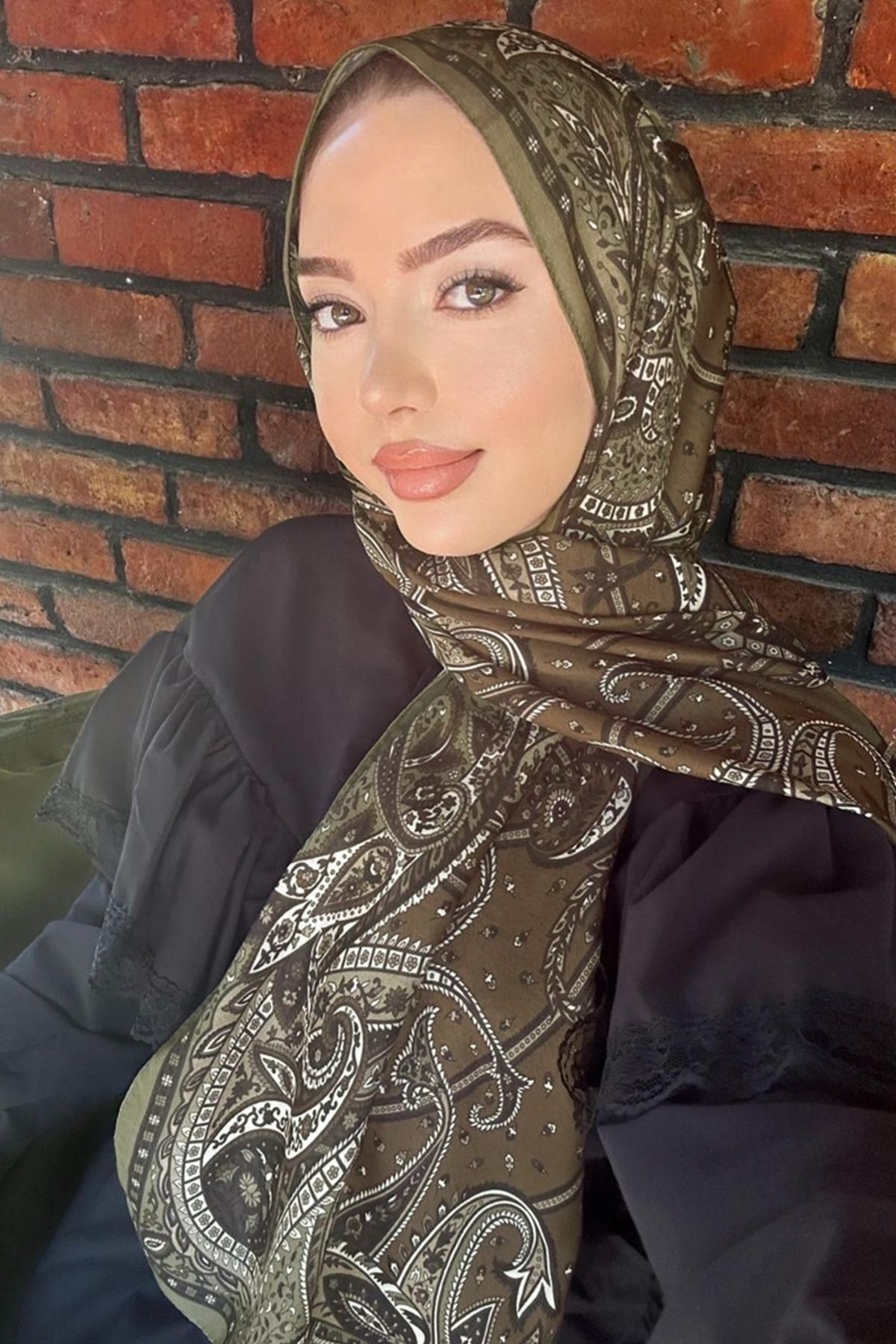 Modaselvim Etnik Desen Soft Şal Serisi 701ART1138 Haki