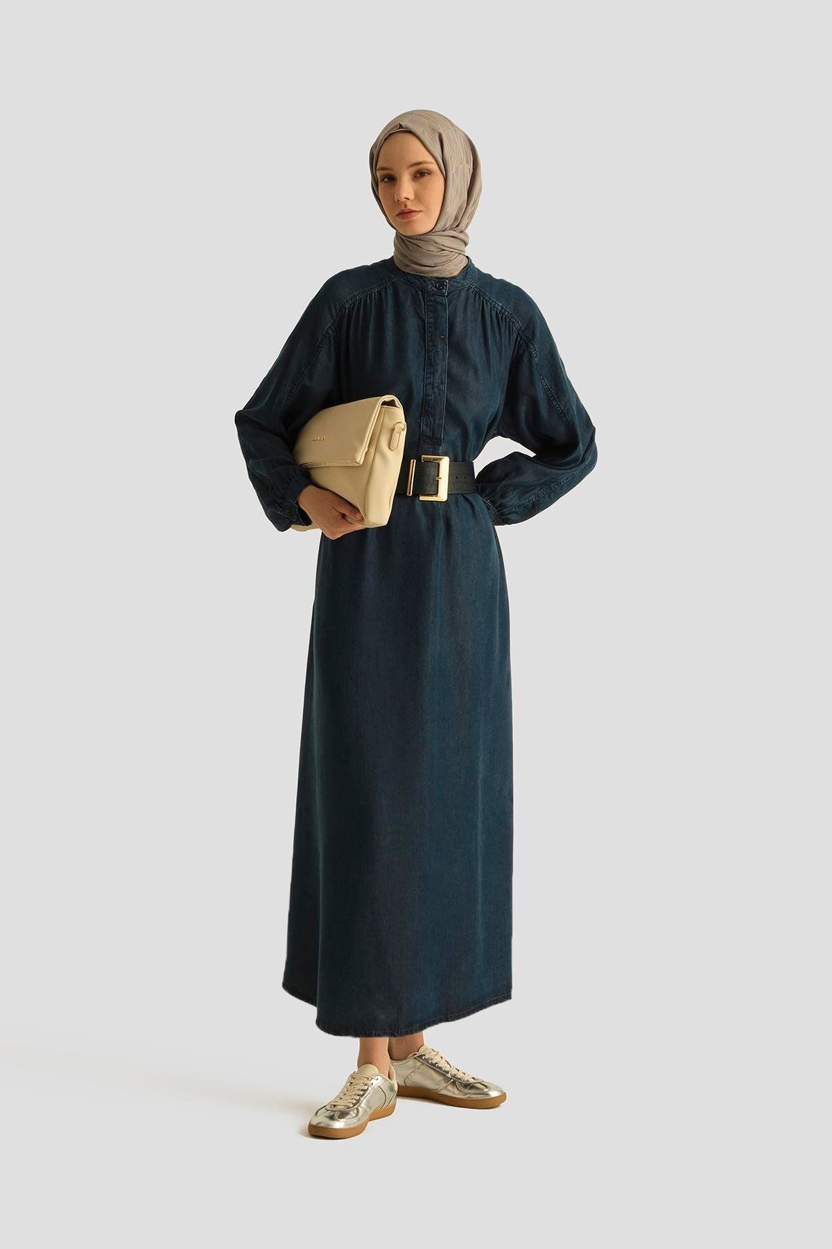 Armine Oversize Elbise 25YD9142 Koyu Lacivert