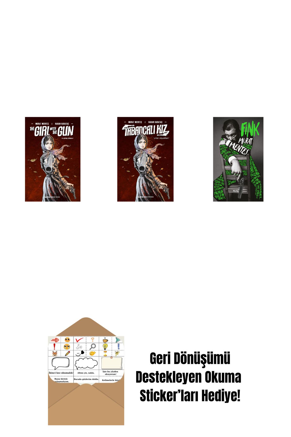 Alfa Yayınları The Girl With The Gun + Tabancalı Kız (Ciltli) + Fink + Okuma Sticker'ları