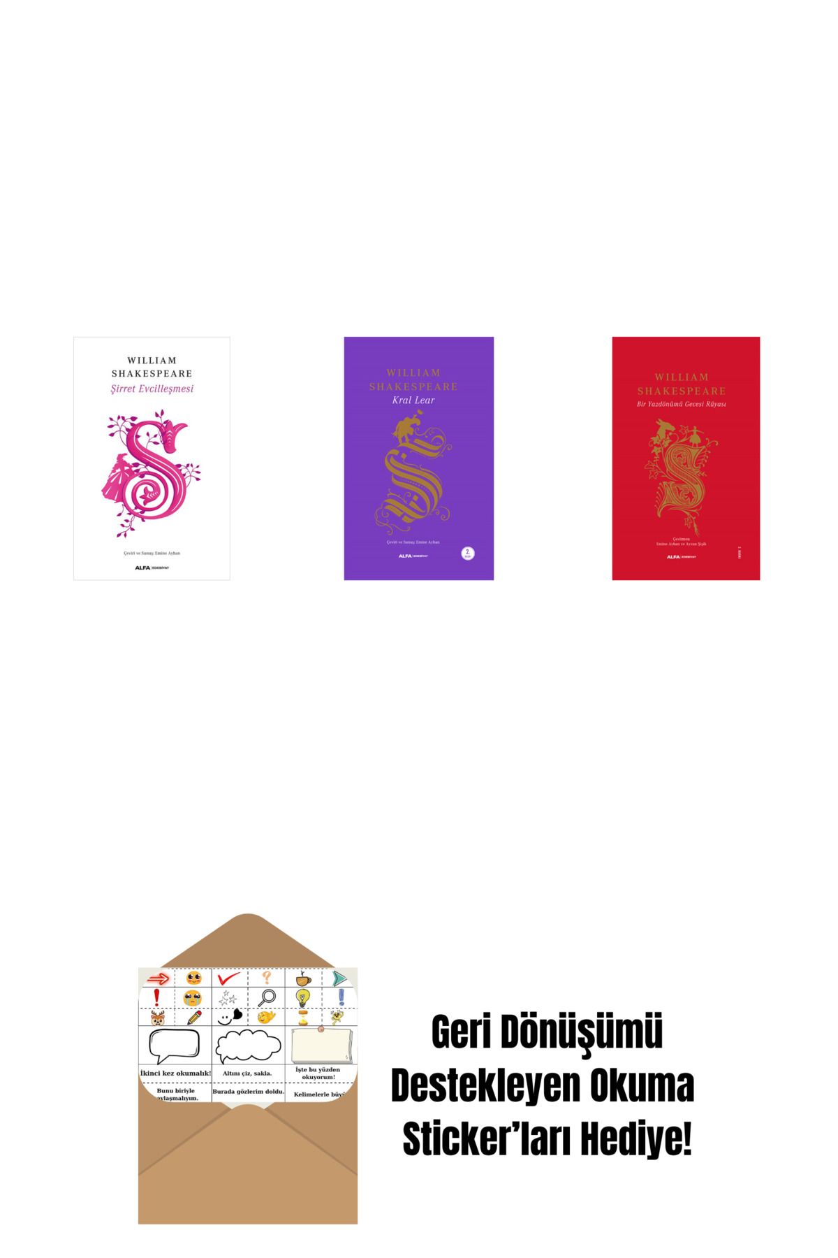 Alfa Yayınları Şirret Evcilleşmesi + Kral Lear (Ciltli) + Fırtına + Okuma Sticker'ları
