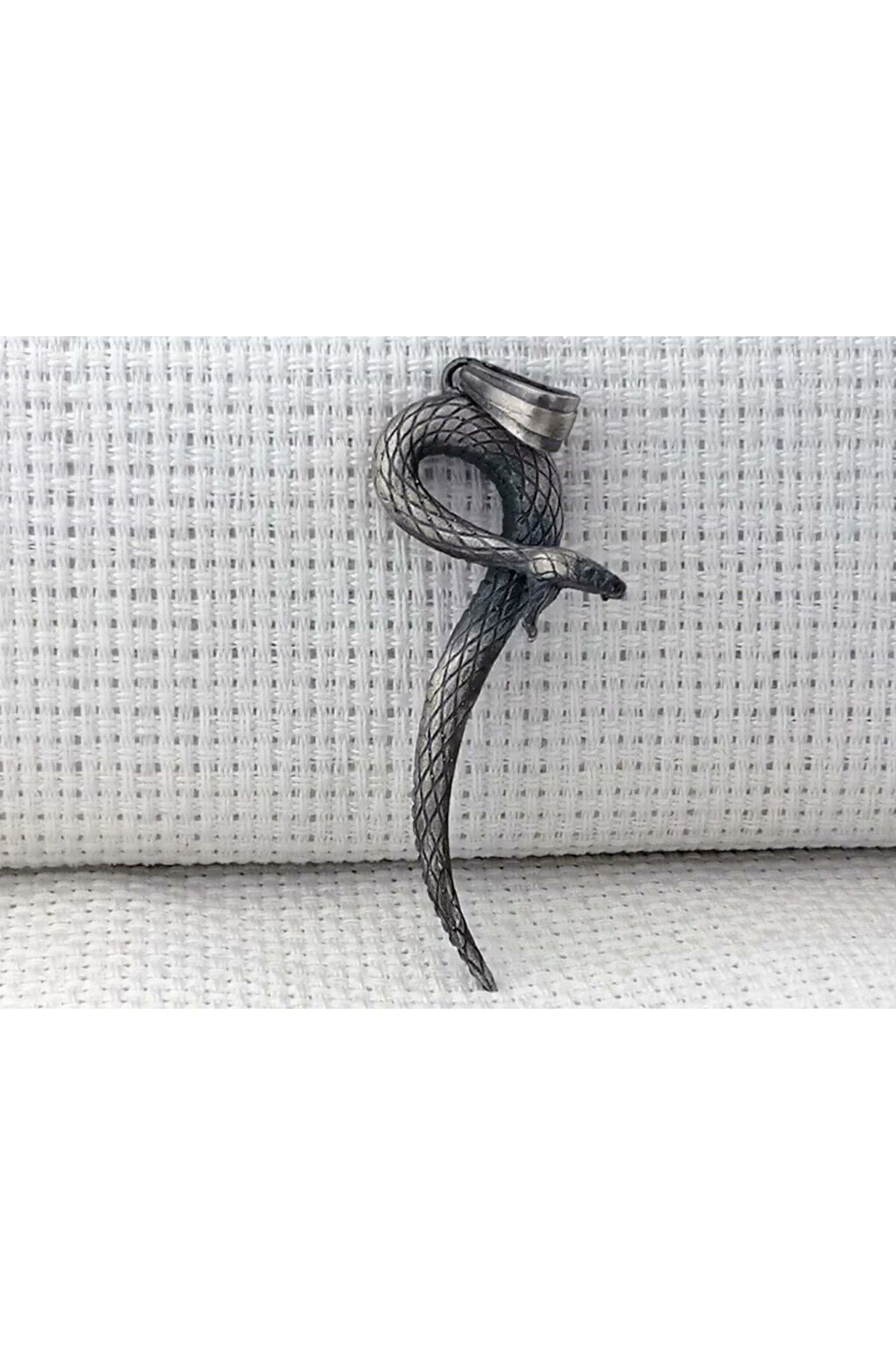 shop Üç Boyutlu Kara Bamba Yılan 925 Ayar Gümüş Erkek Kolye