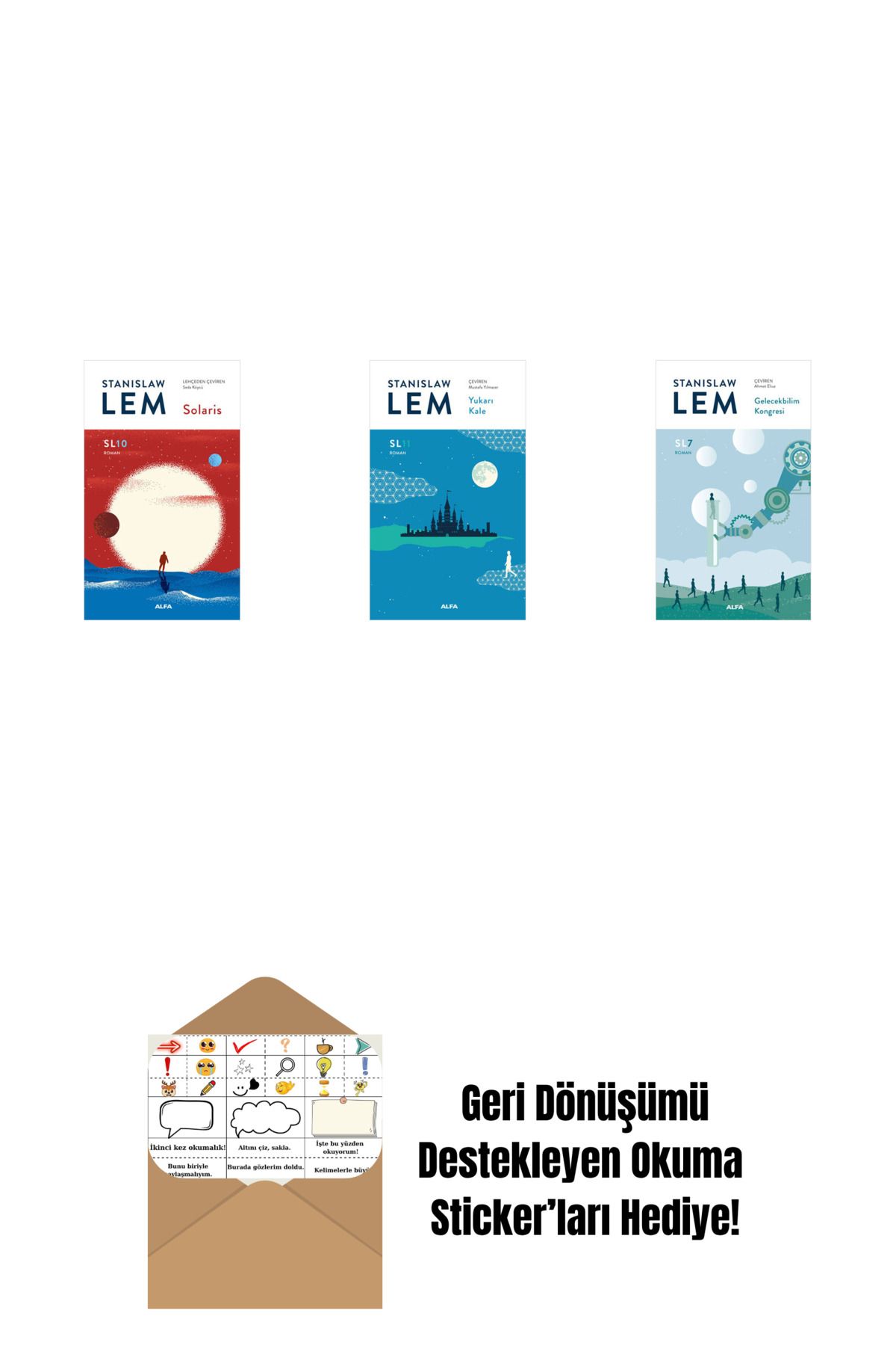 Alfa Yayınları Solaris - SL10 (Ciltli) + Yukarı Kale (SL11) + Gelecekbilim Kongresi (SL7) + Okuma Sticker'ları
