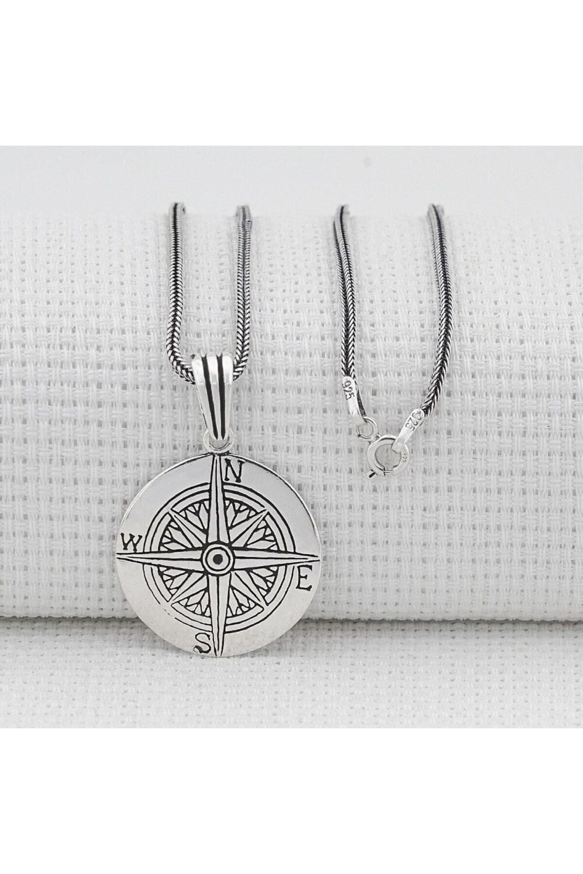 shop Pusula 925 Ayar Gümüş Erkek Kolye