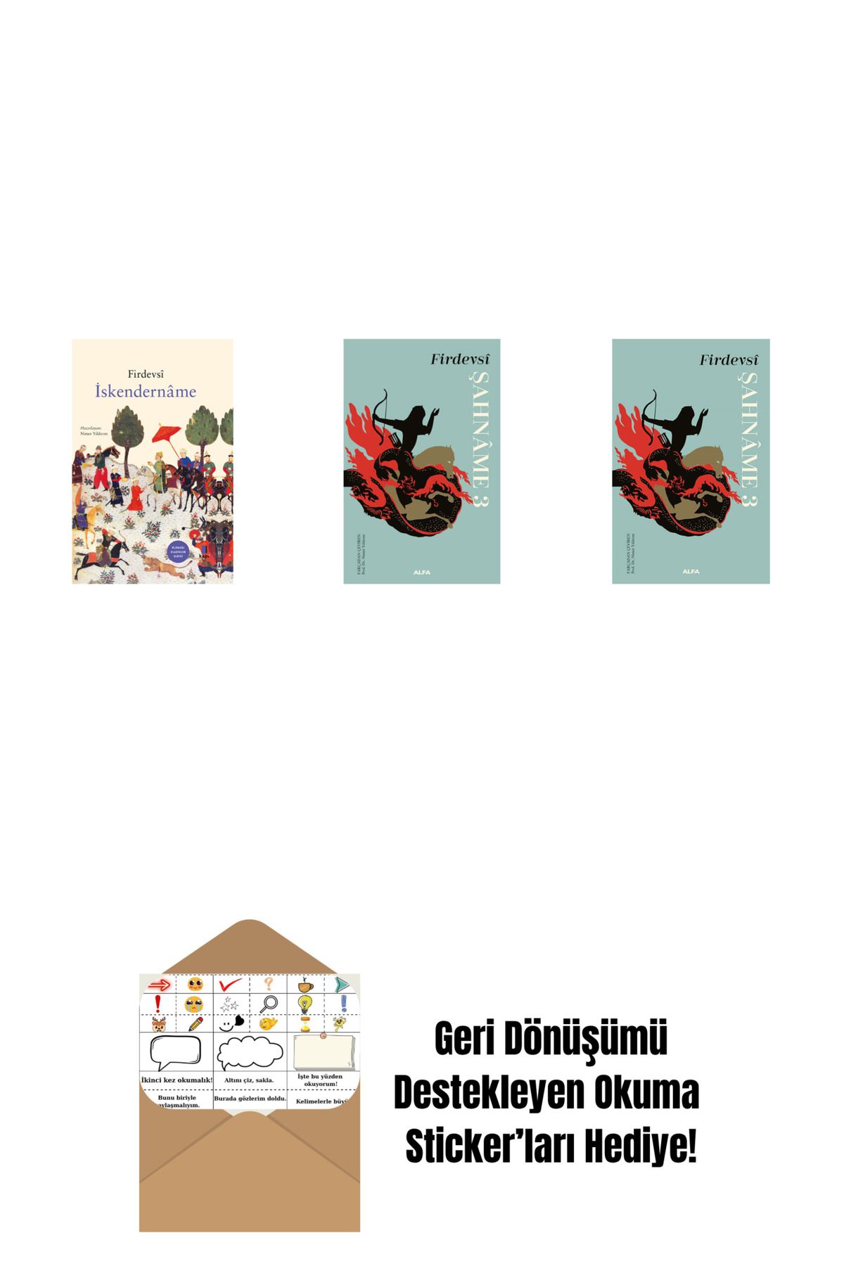Alfa Yayınları İskendernâme (Ciltli) + Şahnâme 3 (Ciltli) + Şahnâme 3 + Okuma Sticker'ları
