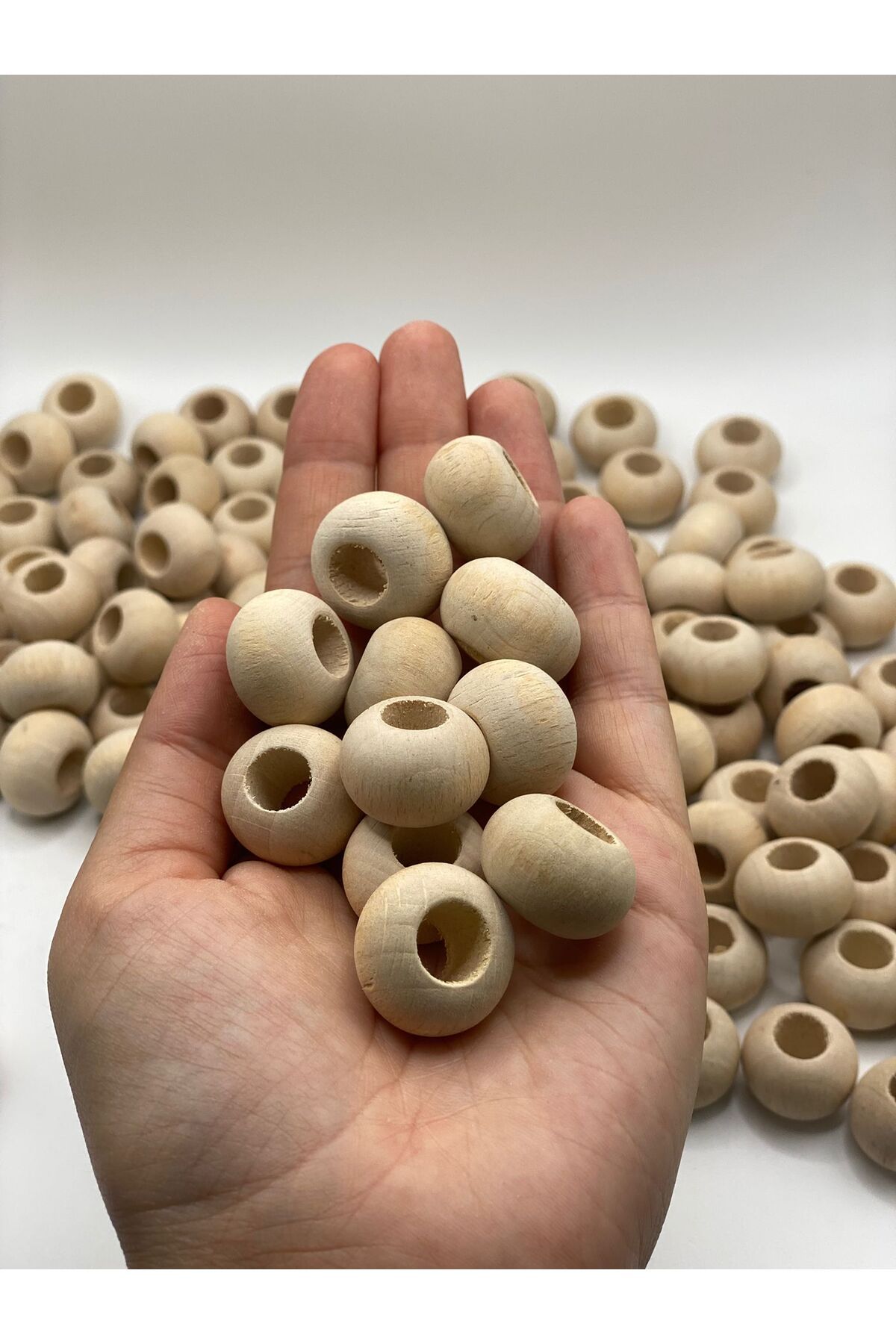 Fiolimore 14x20 mm Ufo Yassı Doğal Ahşap Boncuk (50 Gram 25 Adet) Makrome Çanta Tasarım Aksesuar Boncuğu