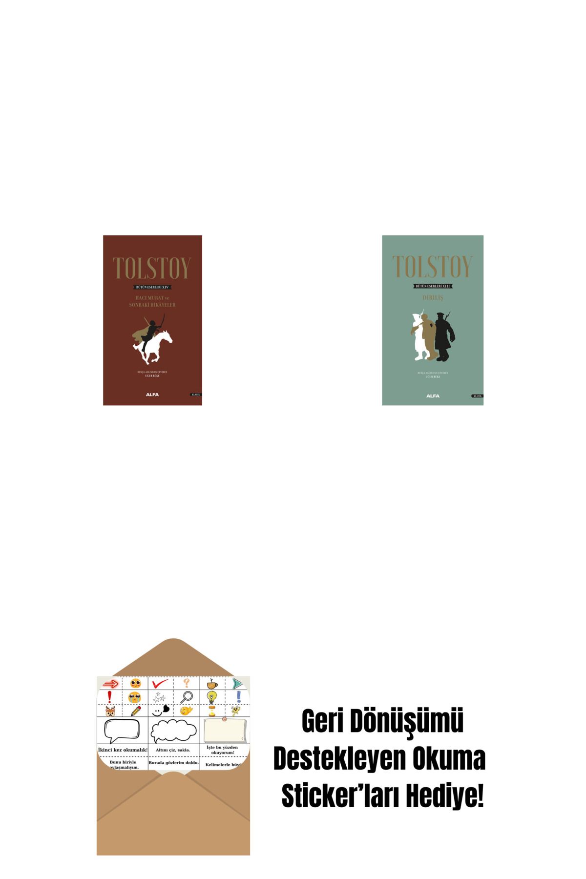 Alfa Yayınları Tolstoy Bütün Eserleri 14 (Ciltli) + Tolstoy Bütün Eserleri 13 (Ciltli) + Okuma Sticker'ları