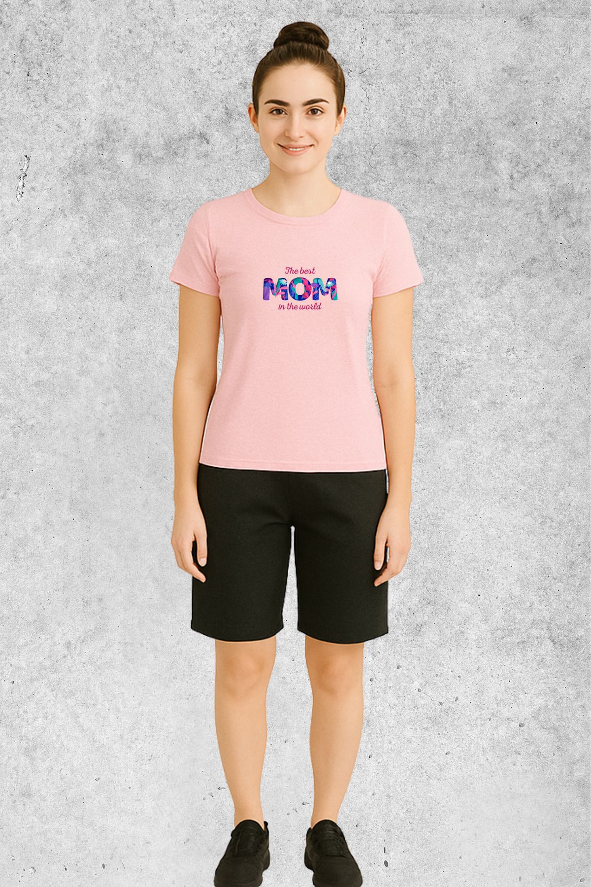 MOLICO Basic unisex sıfır yaka kısa kollu MOM BASKILI TSHİRT