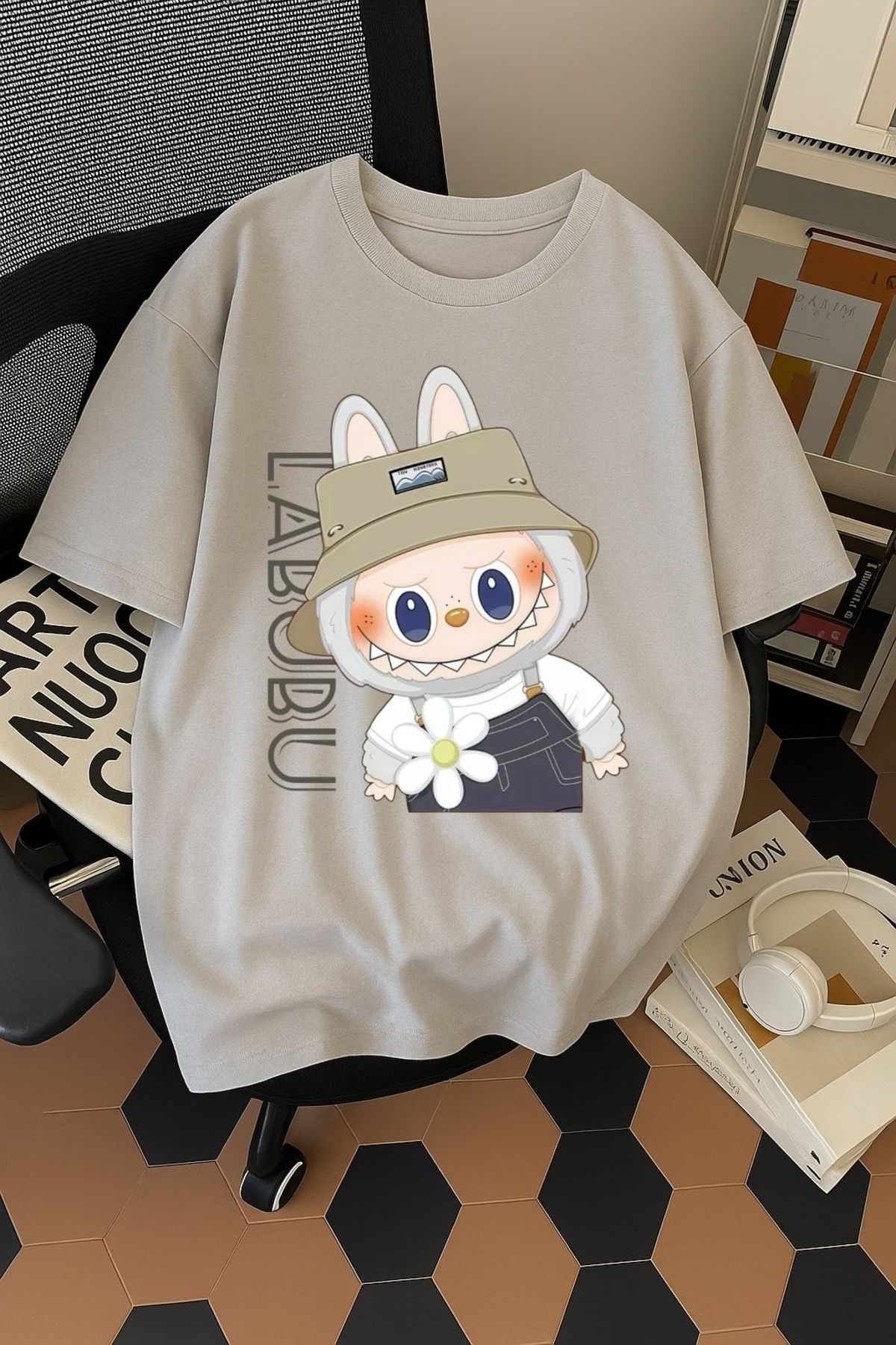 SOHR Unisex Erkek/Kadın Labubu Renkli Baskılı Oversize Pamuklu T-Shirt