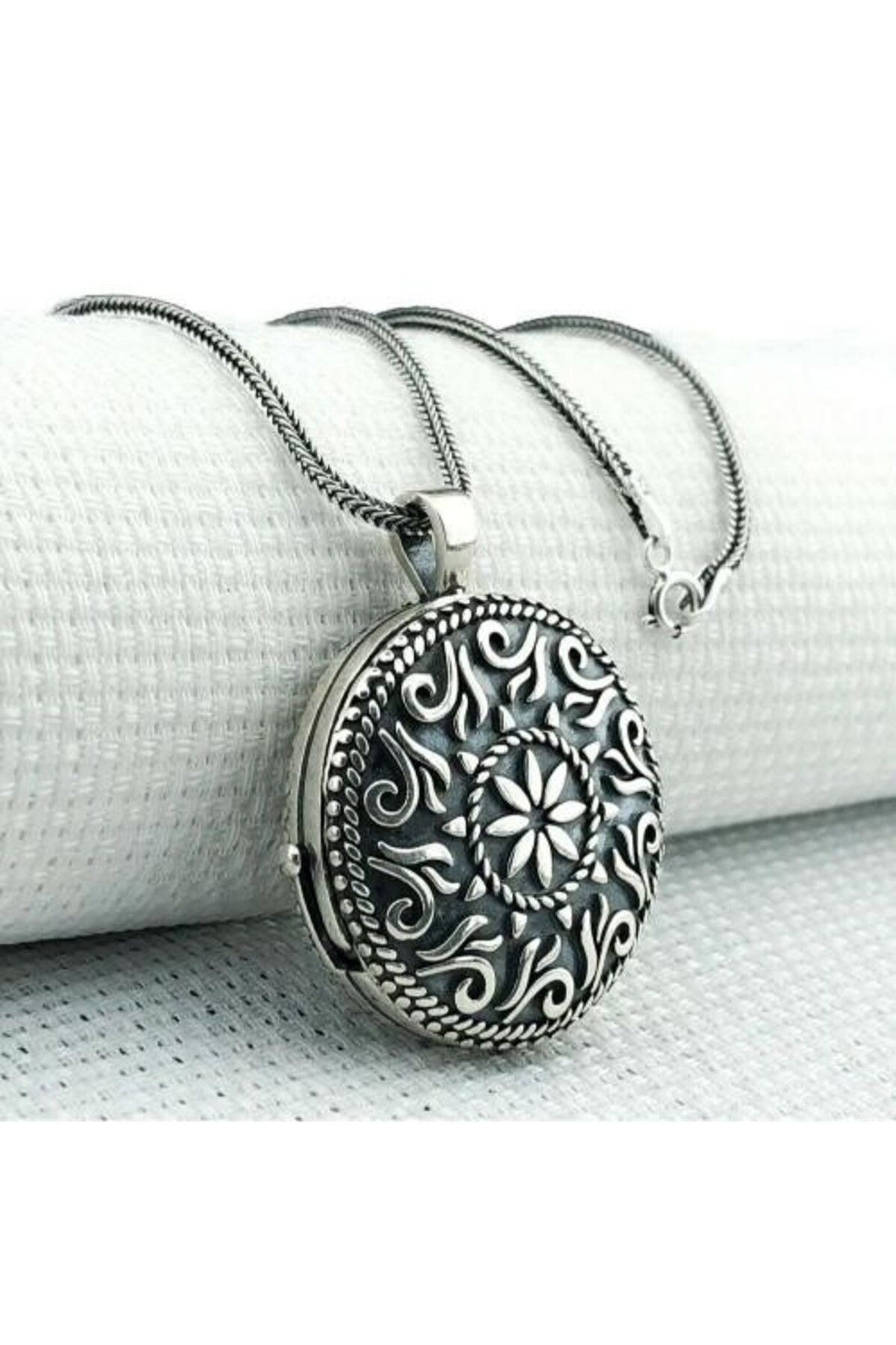 shop Yuvarlak Cevşen Muska Kabi 925 Ayar Gümüş Erkek Kolye