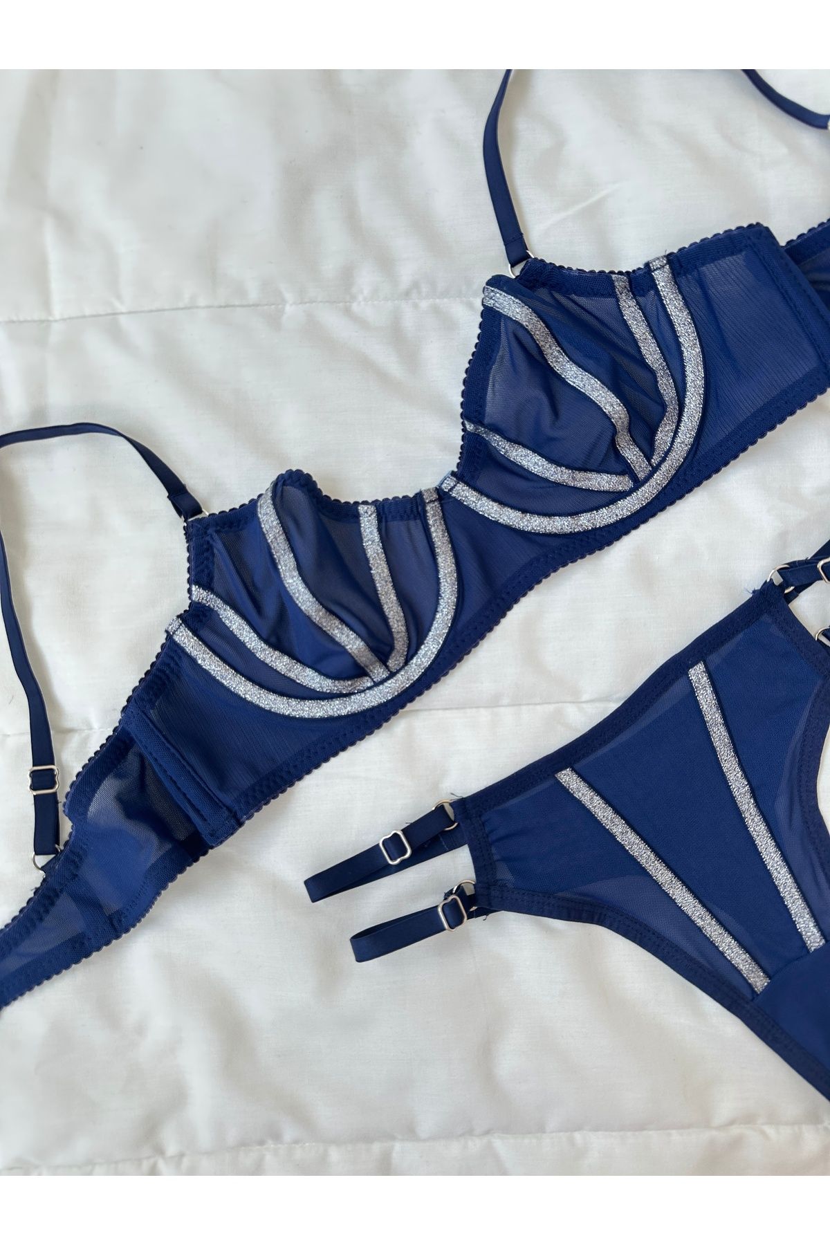 Feruzdesign Simli Lacivert Lori Bralet Takım