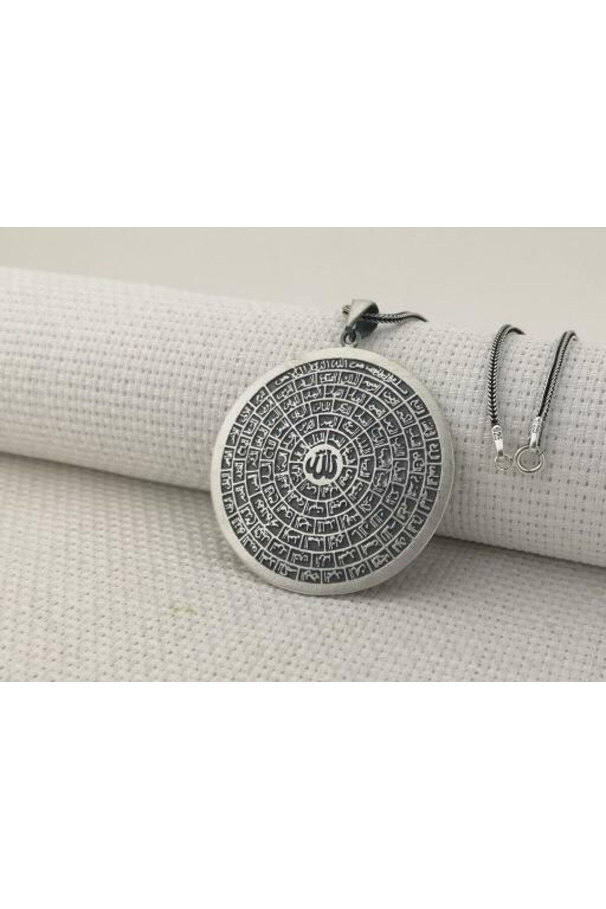 shop Büyük Boy Esma Husna Dualı 925 Ayar Gümüş Erkek Kolye