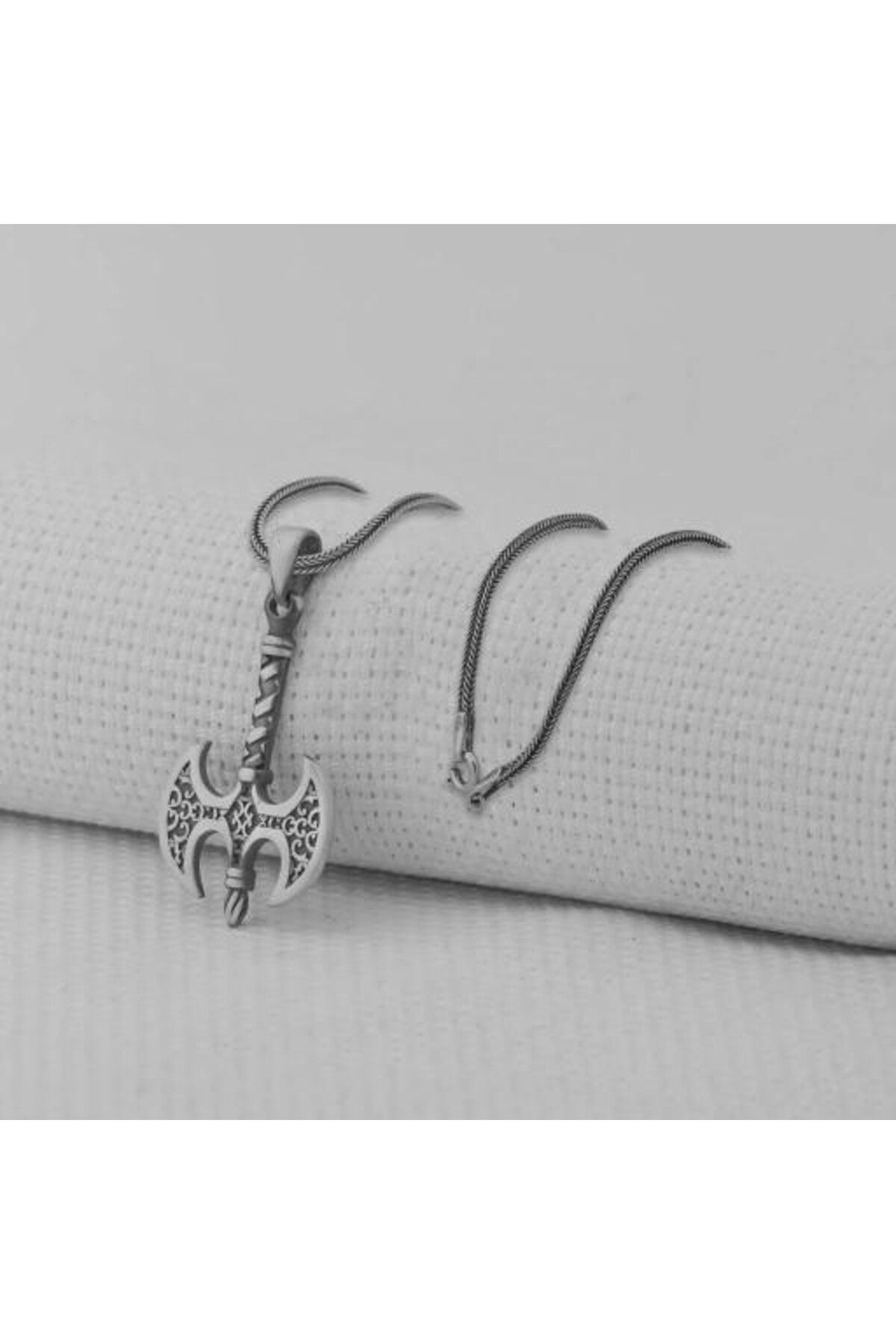 shop Çift Taraflı Balta 925 Ayar Gümüş Erkek Kolye