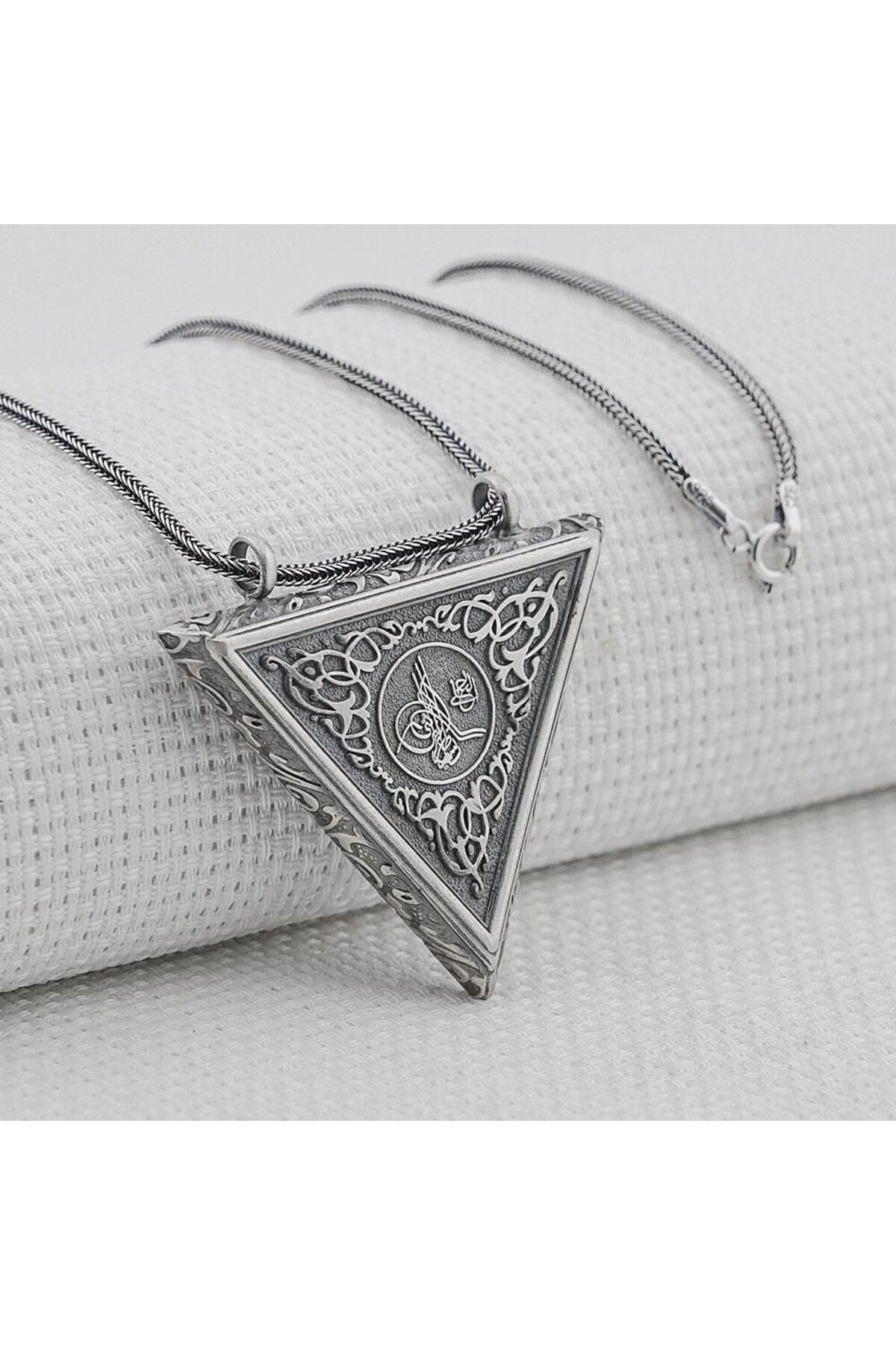 shop Osmanlı Tugra Cevşeni Kebir Dualı Orta Boy Kalın Zincirli 925 Ayar Gümüş Erkek Kolye