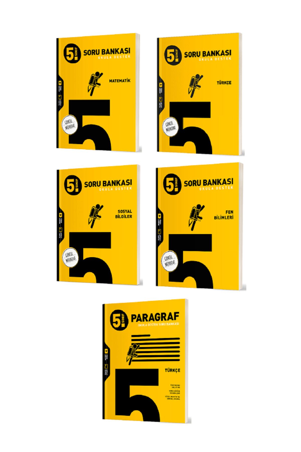 Evrensel İletişim Yayınları 5.Sınıf Hız Yayınları Matematik + Türkçe + Paragraf Soru Bankaları / Güncel Müfredat / 5 KİTAP SET