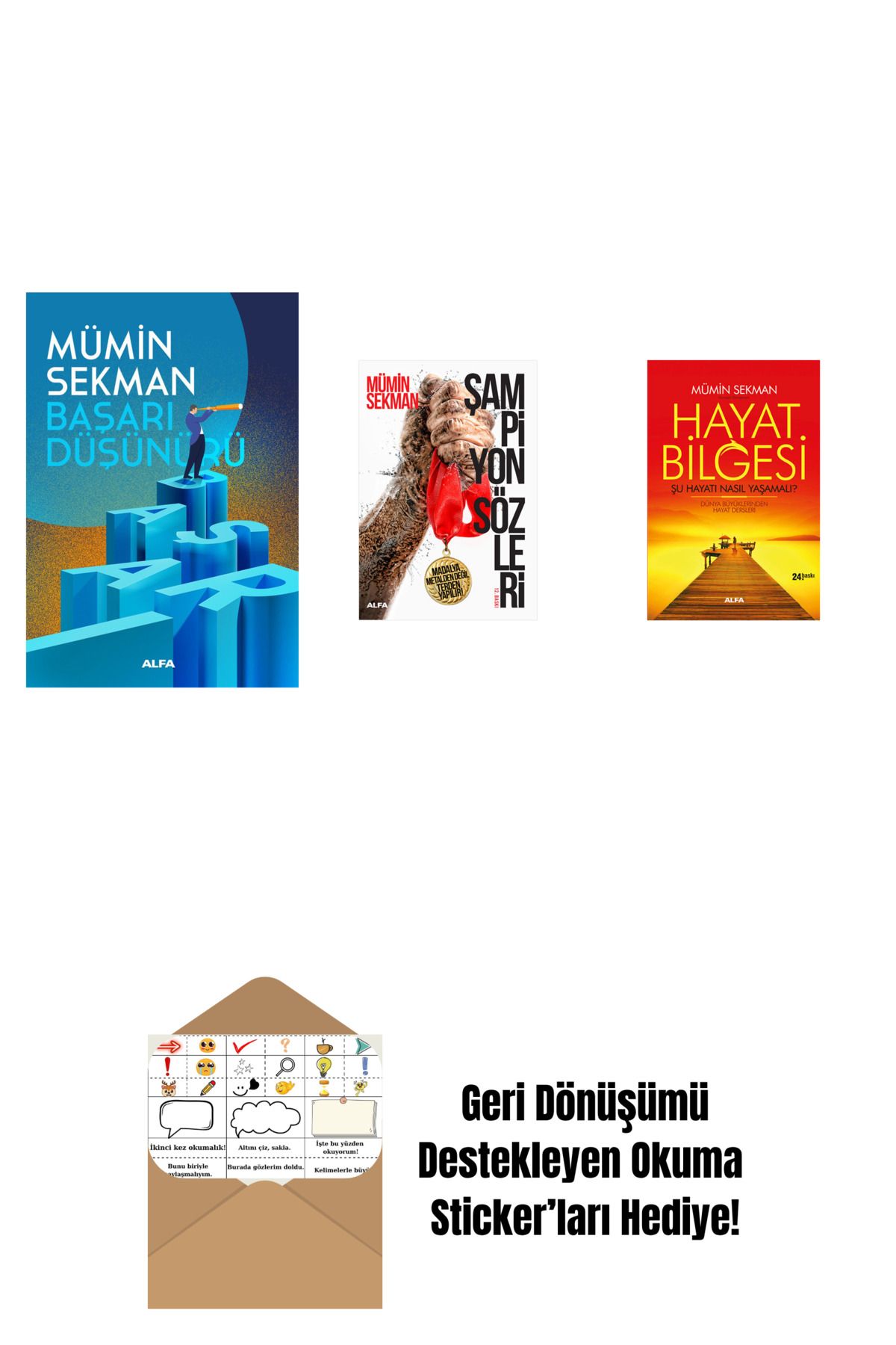 Alfa Yayınları Başarı Düşünürü + Şampiyon Sözleri + Hayat Bilgesi + Okuma Sticker'ları
